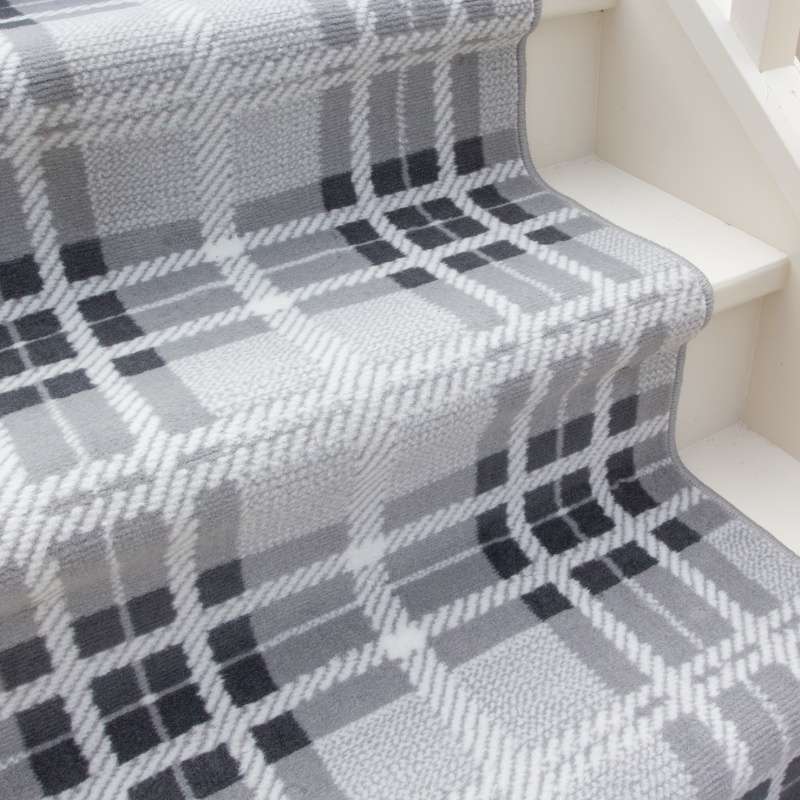 Grey Tartan Print Stair Carpet Runner - Cut to Measure - Image 3
