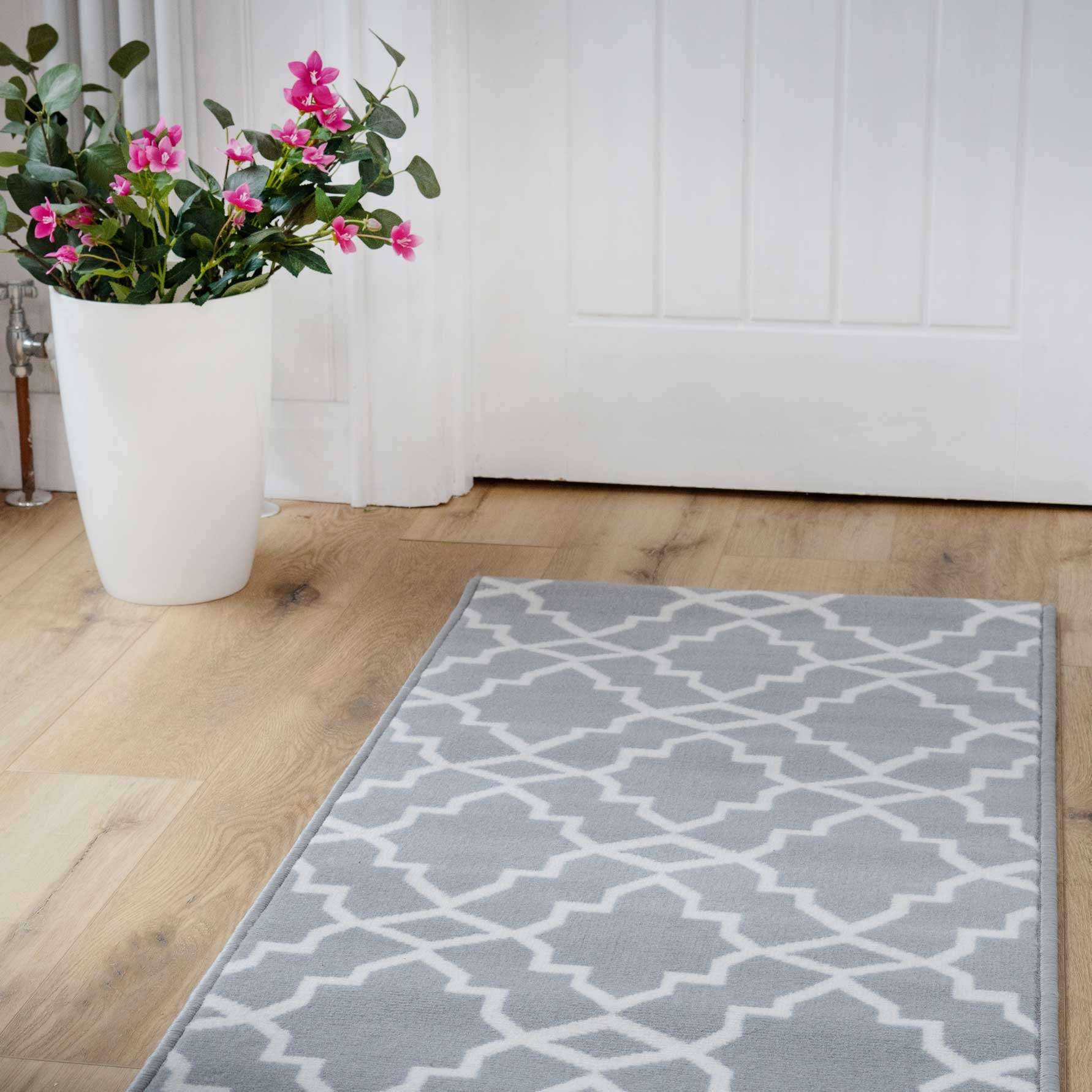 Grey Trellis Hallway Runner Rug - Image 4