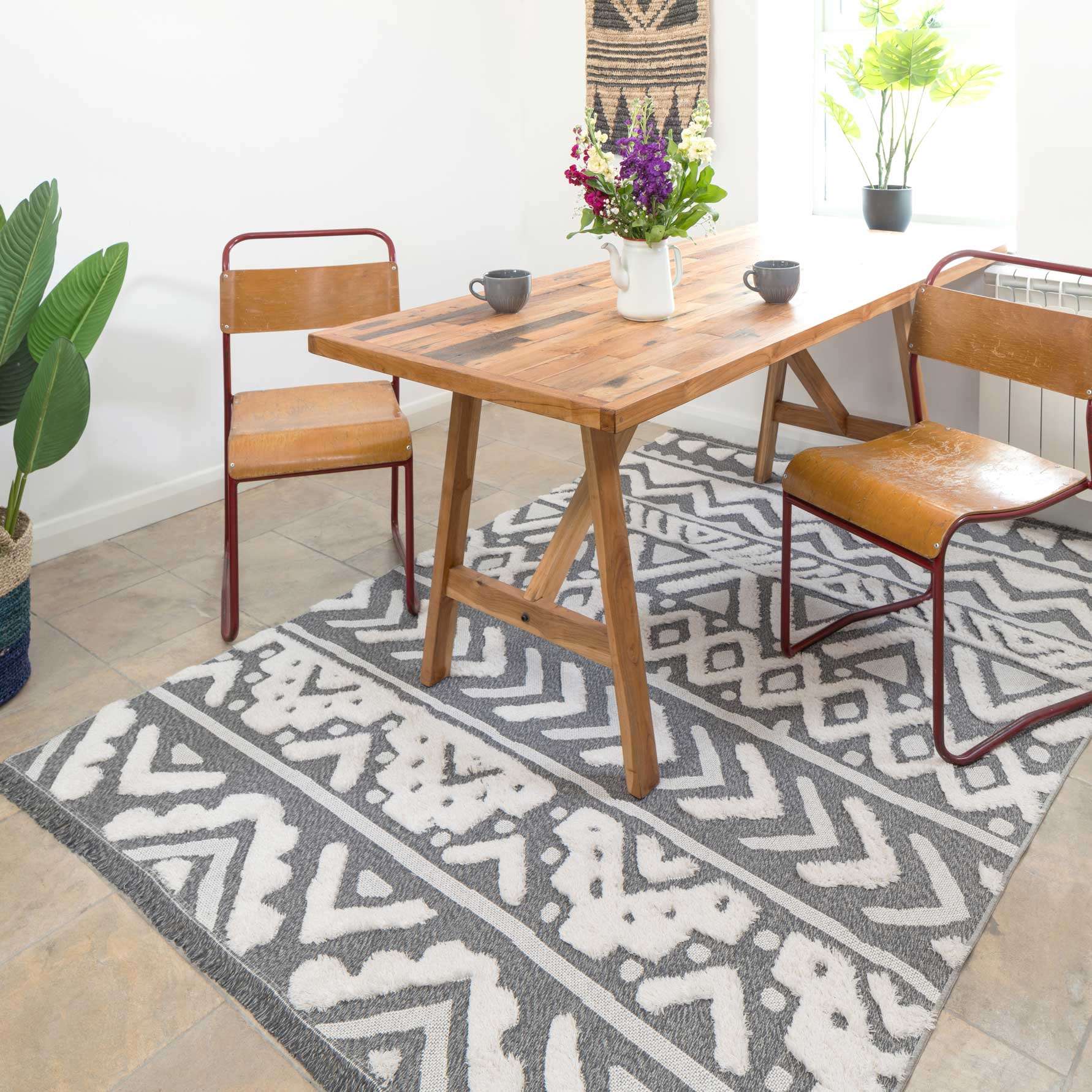 Grey Tribal Soft Tufted Sustainable Rug - Rafati - Image 3