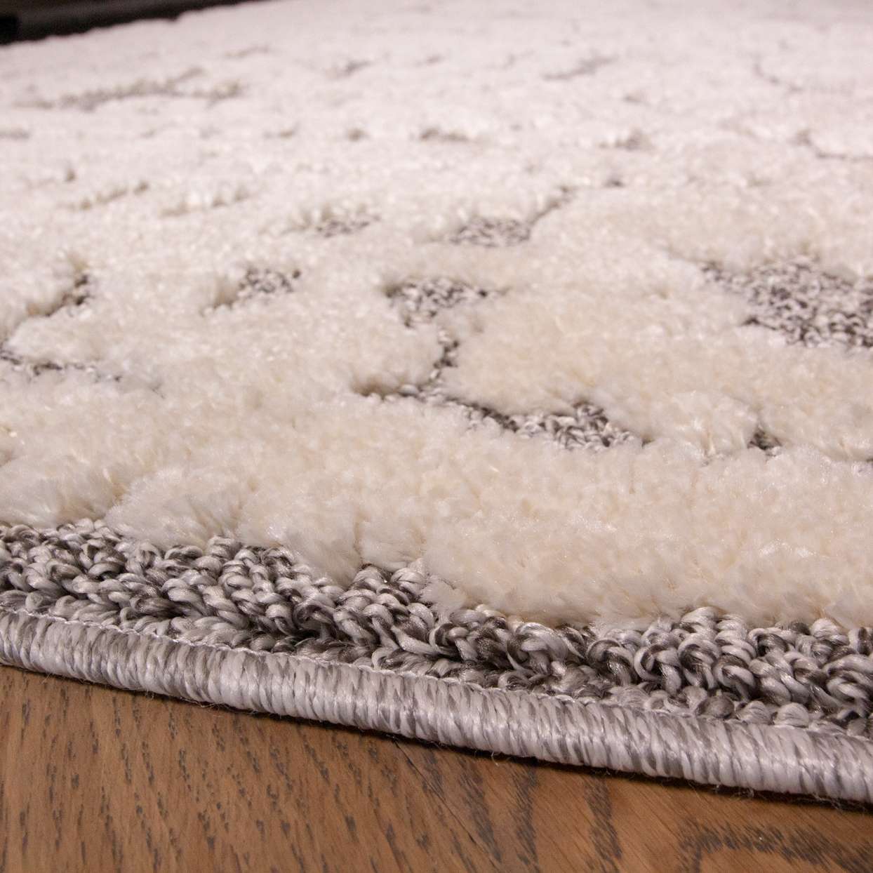 Grey White Textured Damask Scandi Rug - Image 5