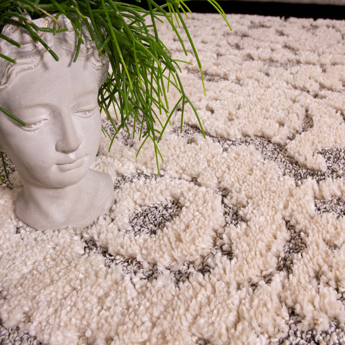 Grey White Textured Floral Rug - Image 6