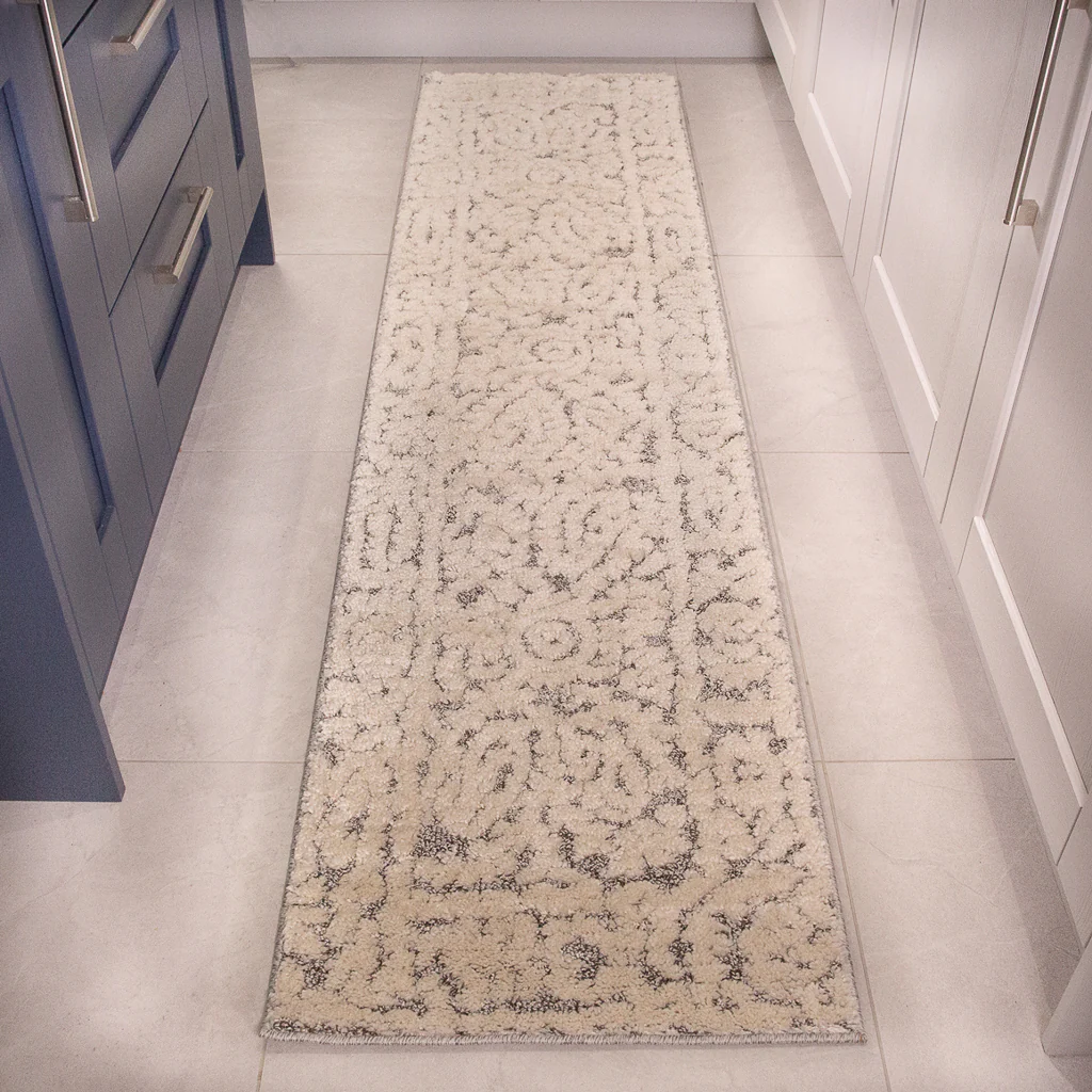 Grey White Textured Floral Rug - Image 8