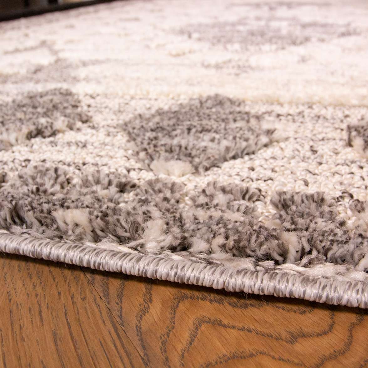 Grey White Textured Tribal Runner Rug - Image 3