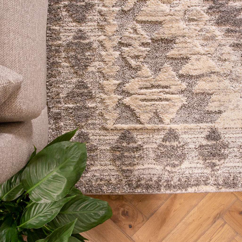 Grey White Textured Tribal Scandi Rug - Image 4
