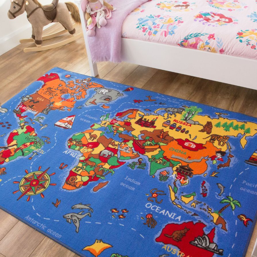 Kids Educational World Map Rug - Image 3