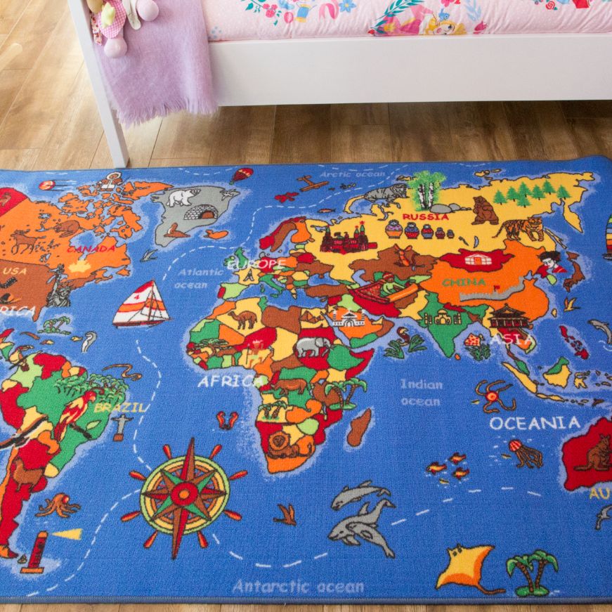 Kids Educational World Map Rug - Image 4