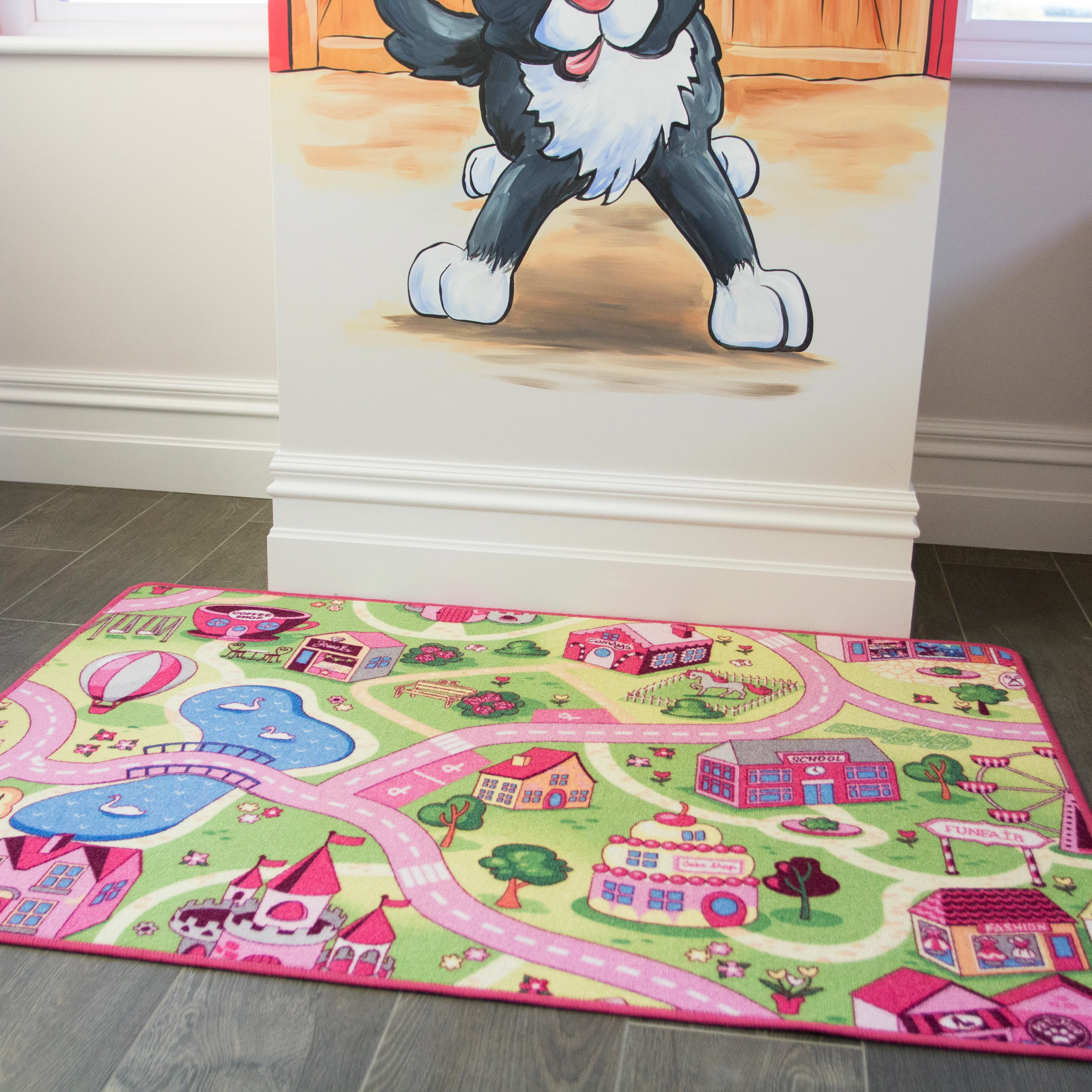 Kids Fun Pink Funfair Play Rug - Image 2