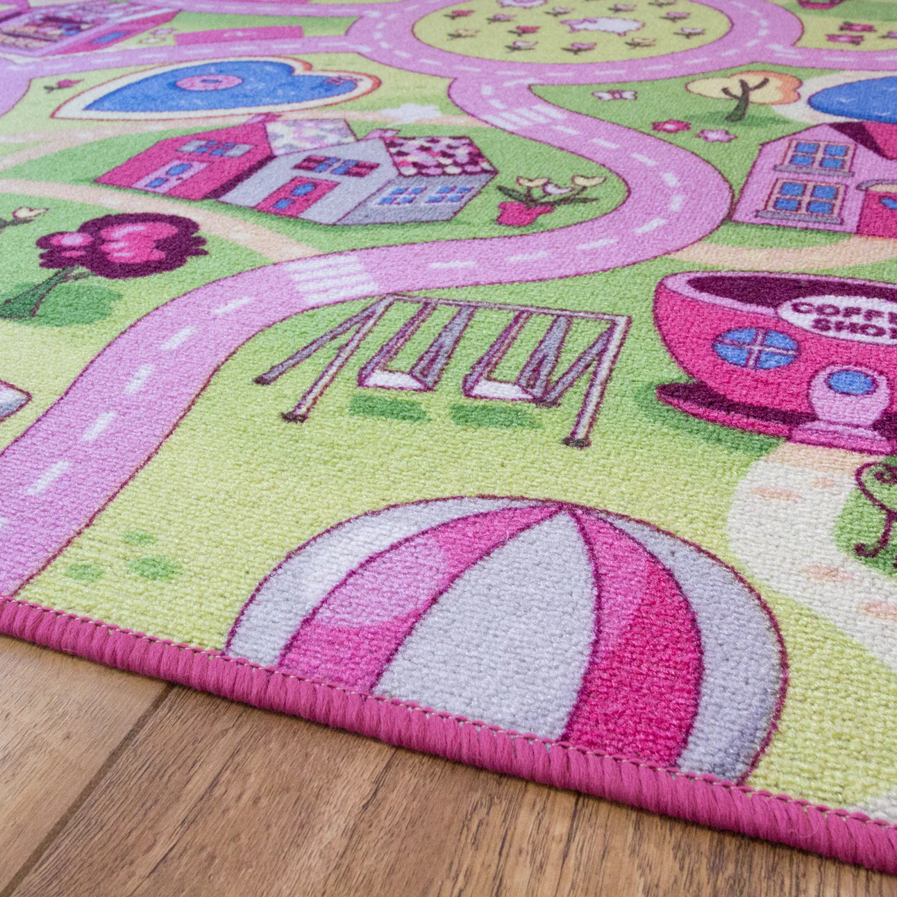 Kids Fun Pink Funfair Play Rug - Image 5