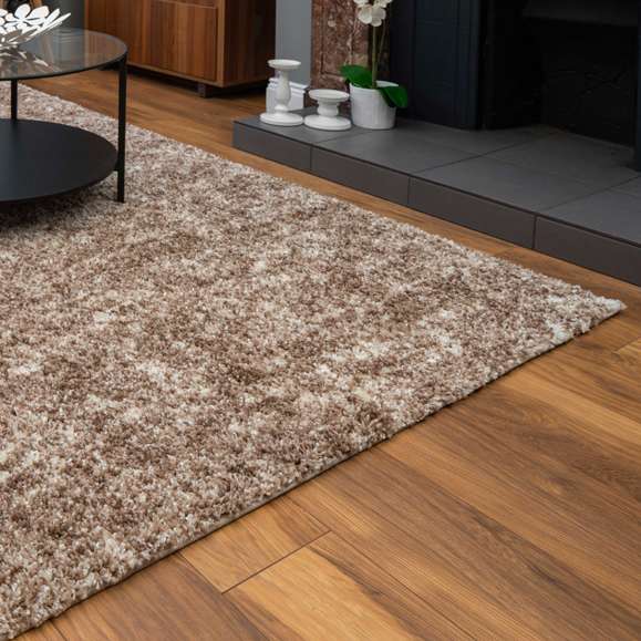 Light Brown Mottled Shaggy Living Room Rug - Image 3