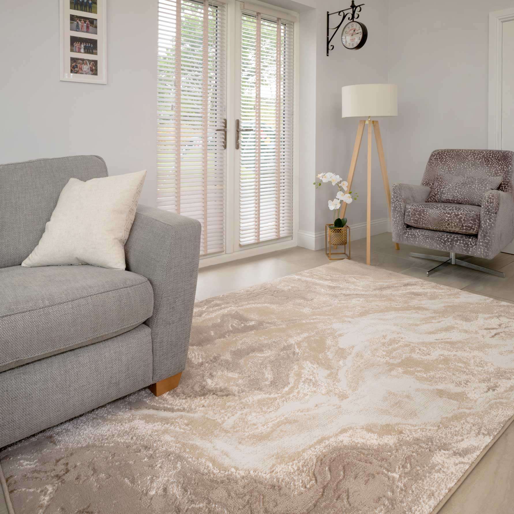 Modern Beige Textured Living Room Rug - Matki - Image 2