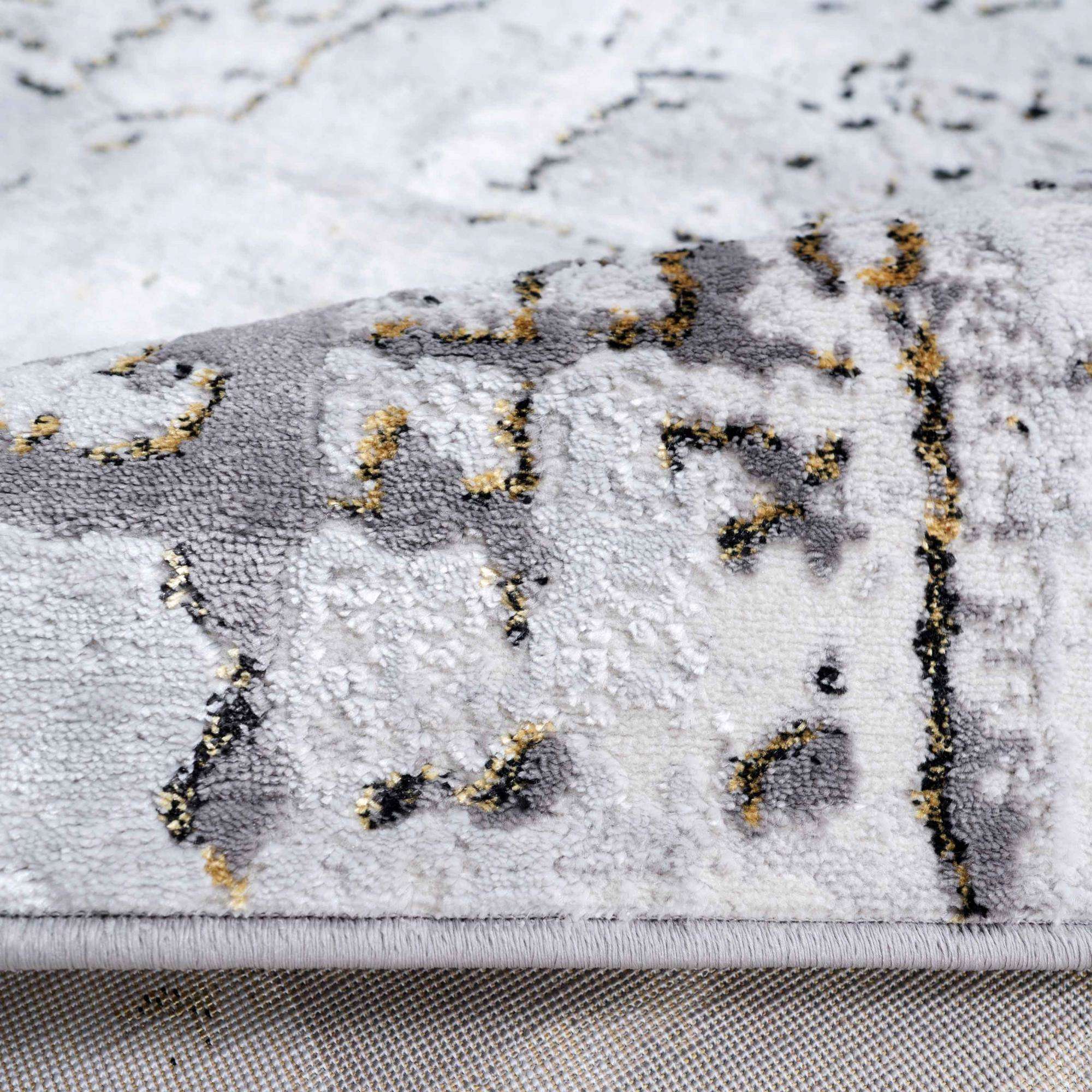 Modern Gold Abstract Distressed Hall Runner Rugs - Image 3