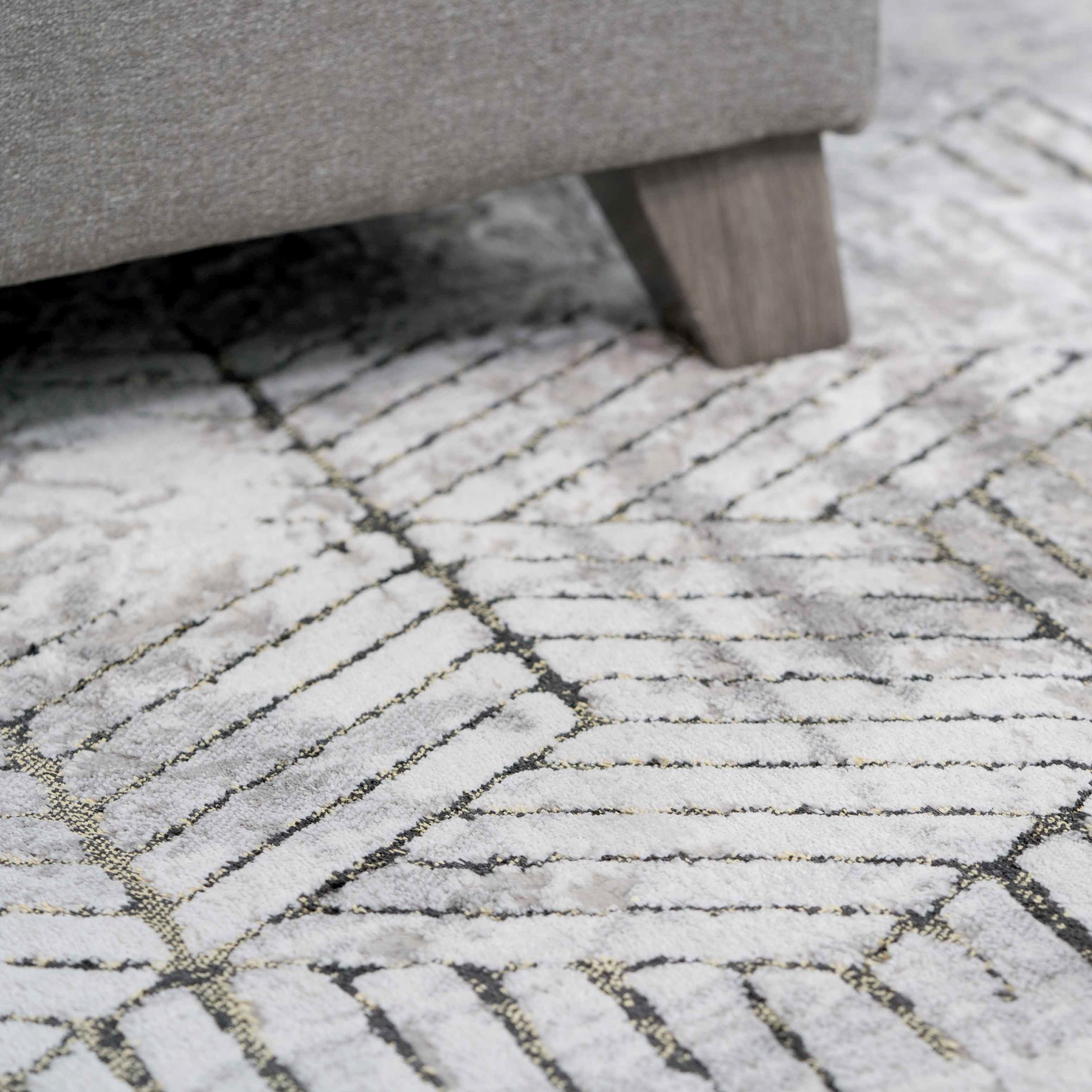 Modern Gold Abstract Geometric Living Room Rugs - Image 4