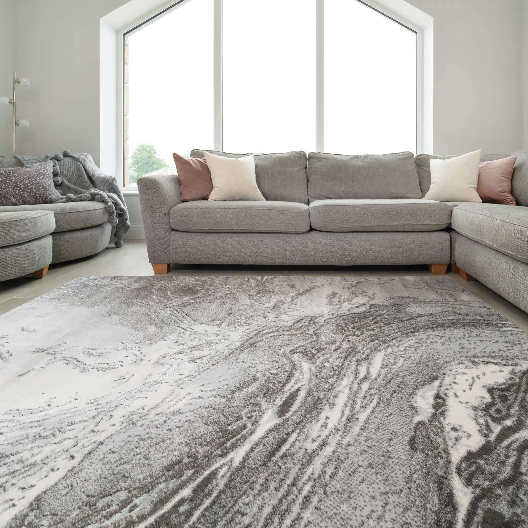 Modern Grey Textured Living Room Rug - Delta - Image 4