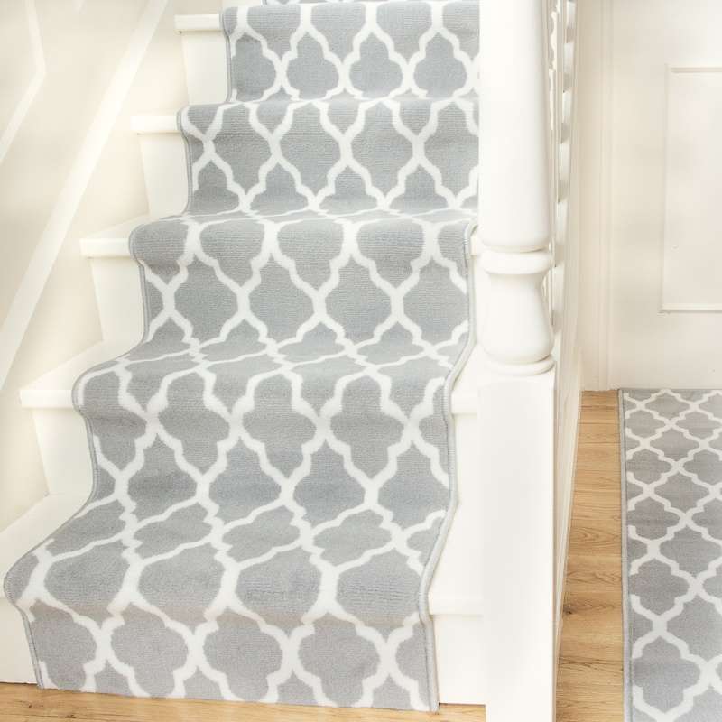 Modern Grey Trellis Stair Carpet Runner - Cut to Measure - Image 3