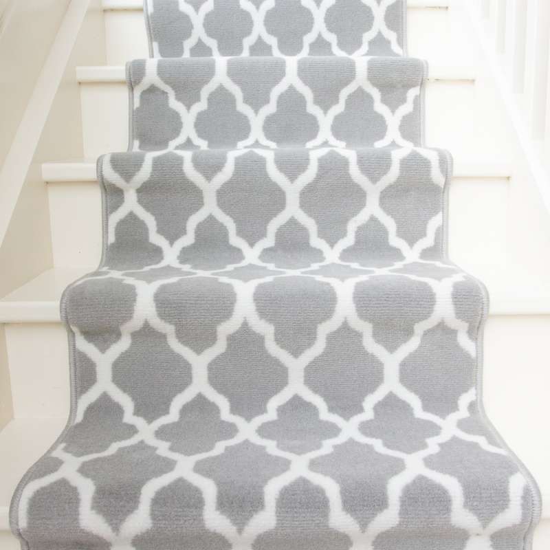 Modern Grey Trellis Stair Carpet Runner - Cut to Measure - Image 4
