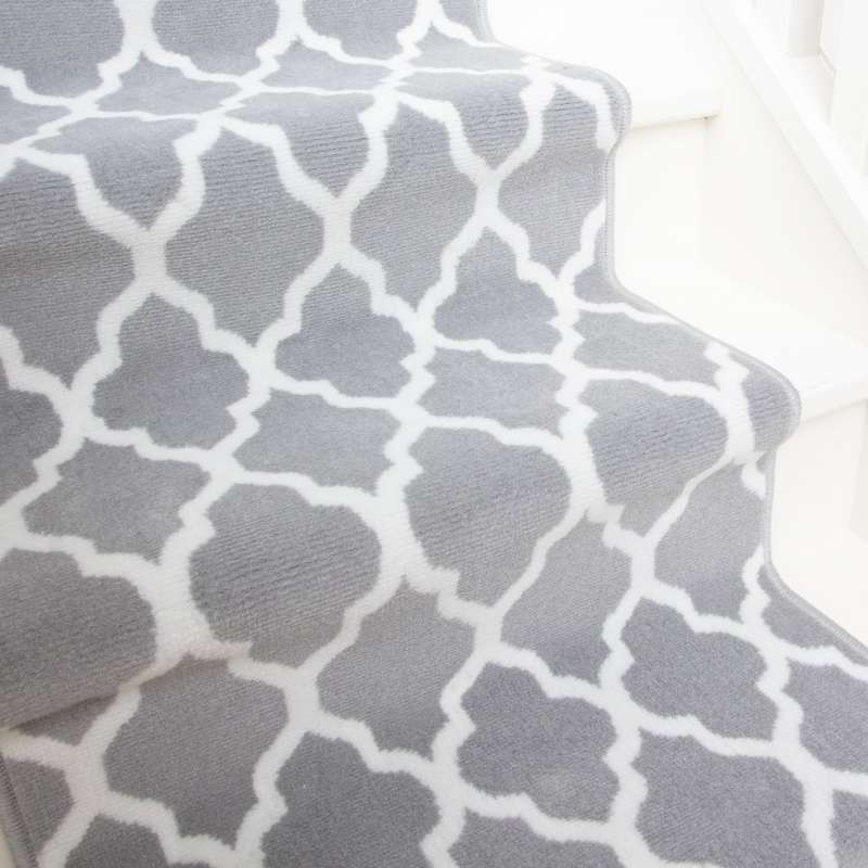 Modern Grey Trellis Stair Carpet Runner - Cut to Measure - Image 5