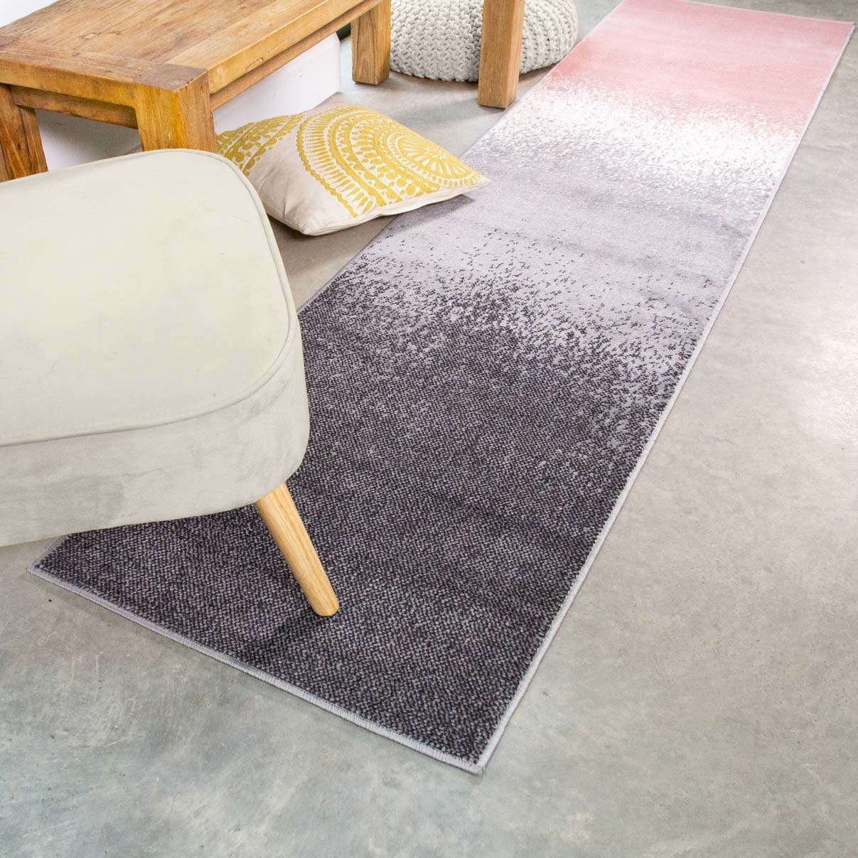 Modern Pink Distressed Striped Runner Rug - Image 2
