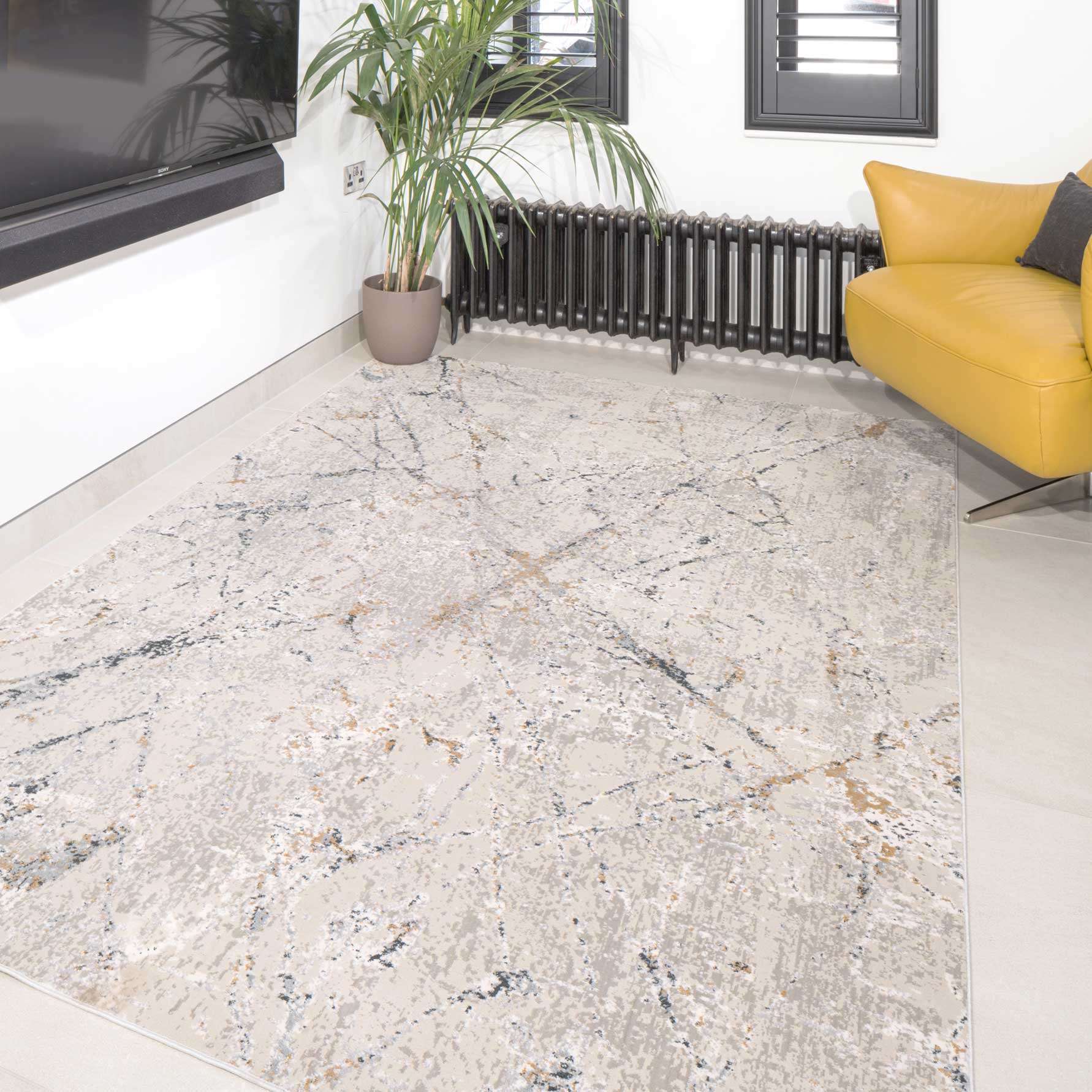 Modern Silver Abstract Living Room Rug - Vincent - Image 2