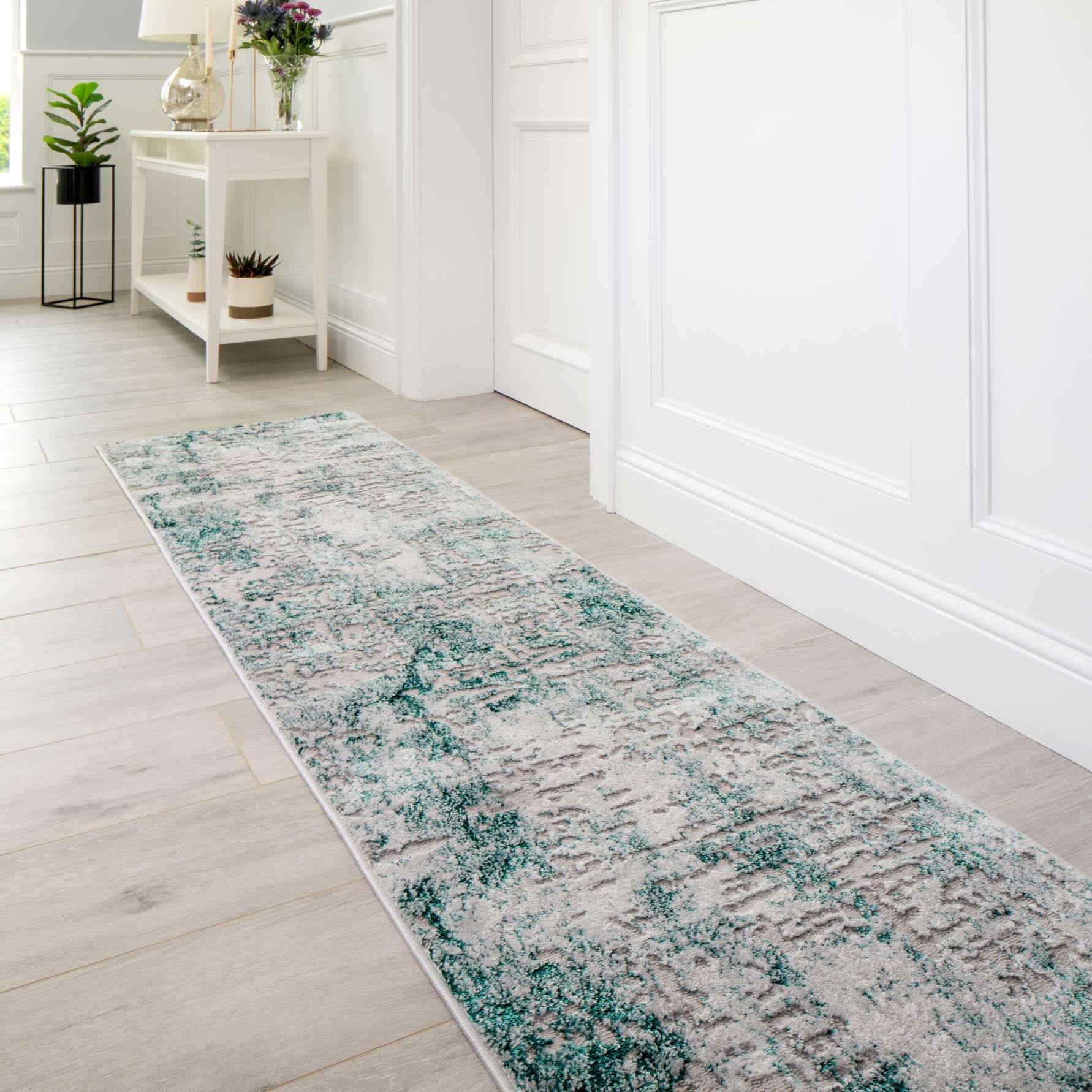 Modern Teal Green Textured Living Room Rug - Image 5