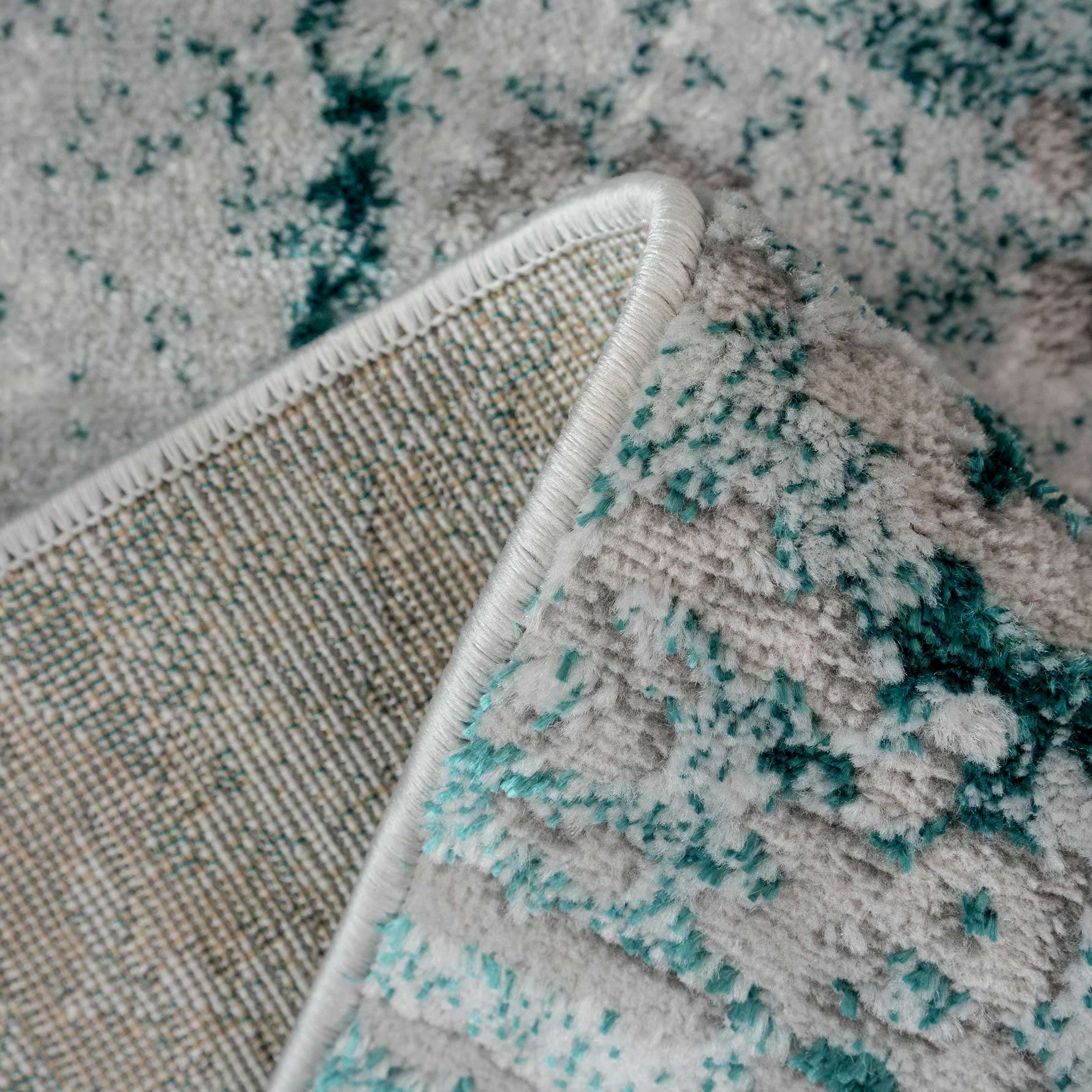 Modern Teal Green Textured Living Room Rug - Image 8