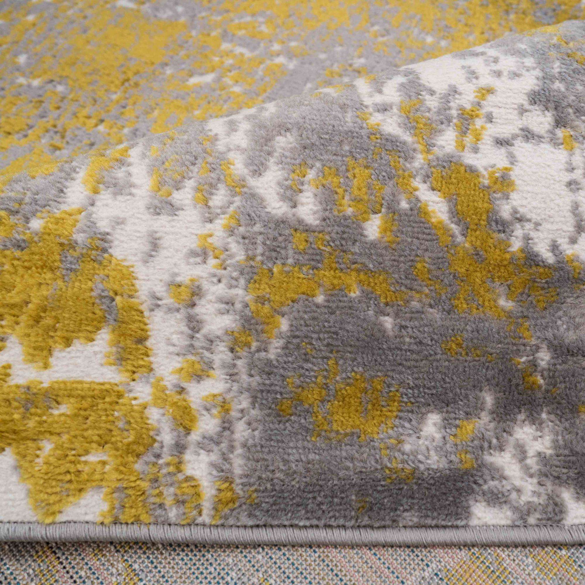 Modern Yellow Ochre Distressed Large Living Room Rugs - Image 5