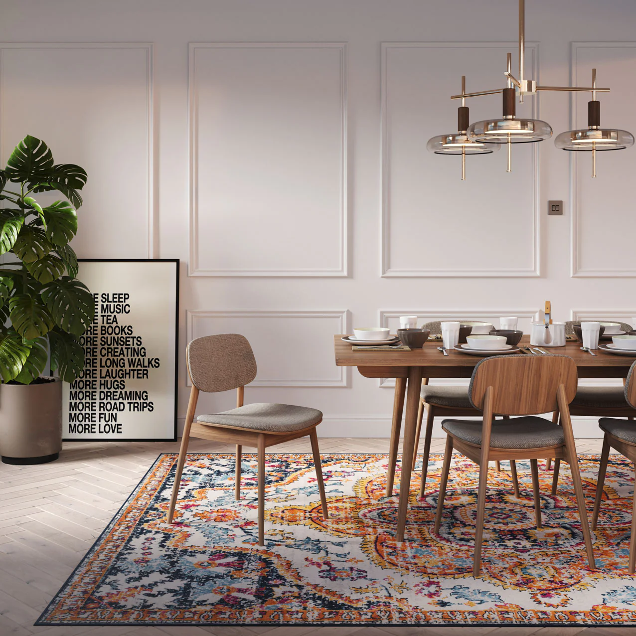 Multicolour Medallion Area Rug - Image 4