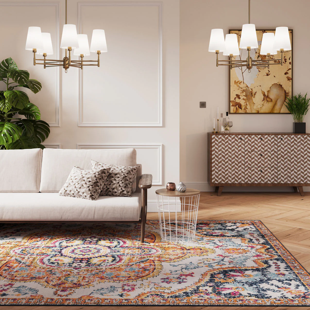 Multicolour Medallion Area Rug - Image 9