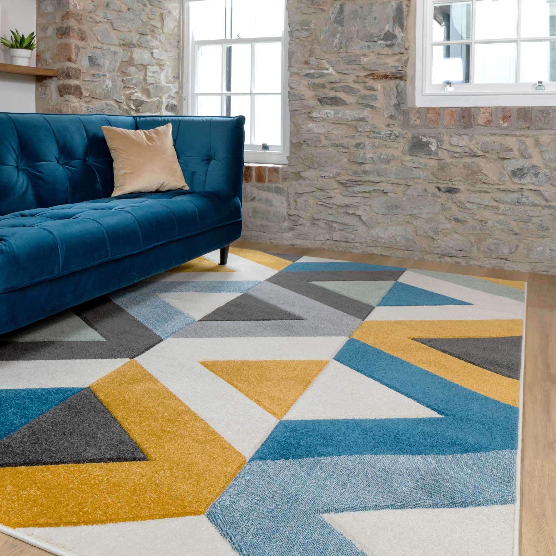 Multicolour Woven Geometric Area Rug - Angora - Image 2
