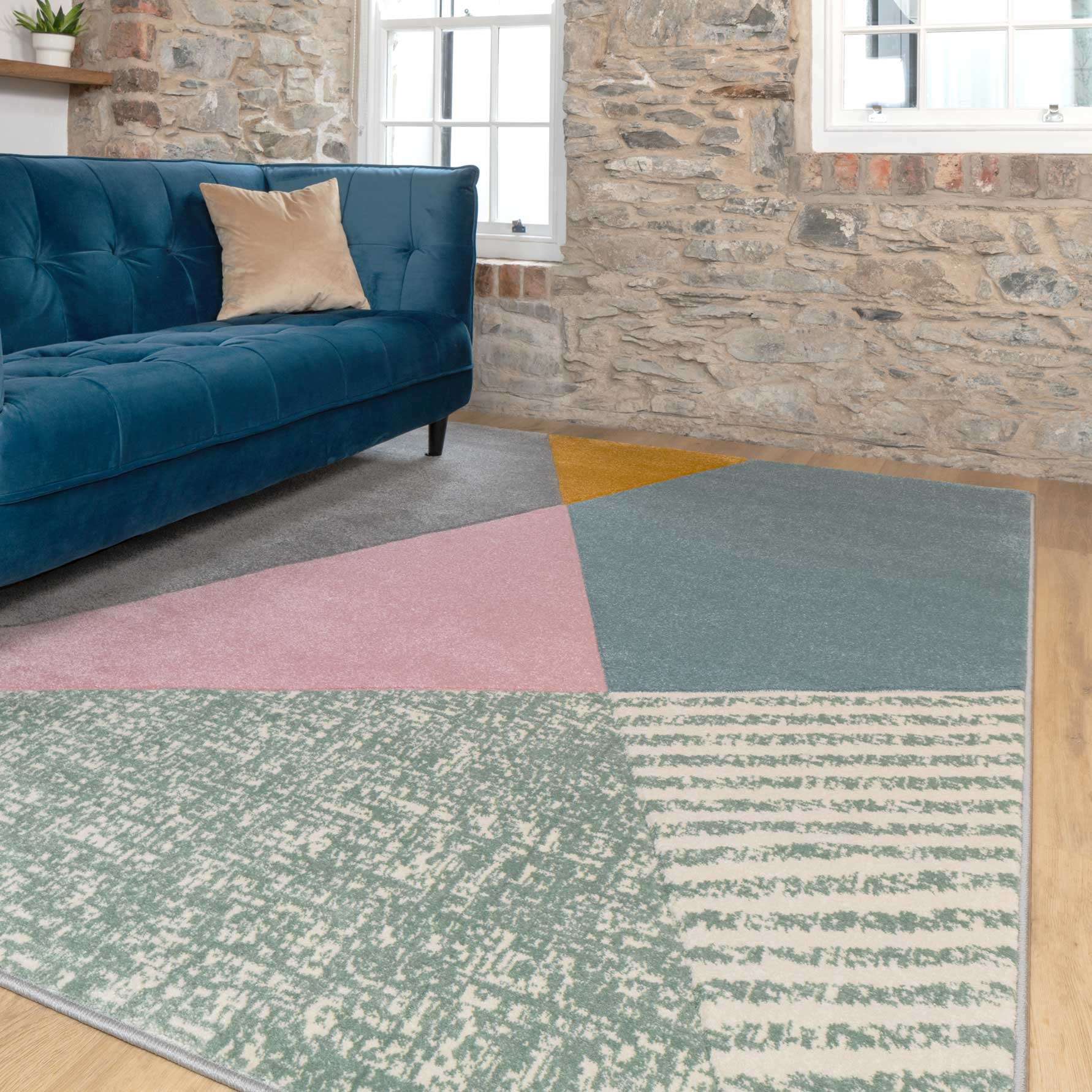 Multicoloured Pastel Abstract Area Rug - Image 2