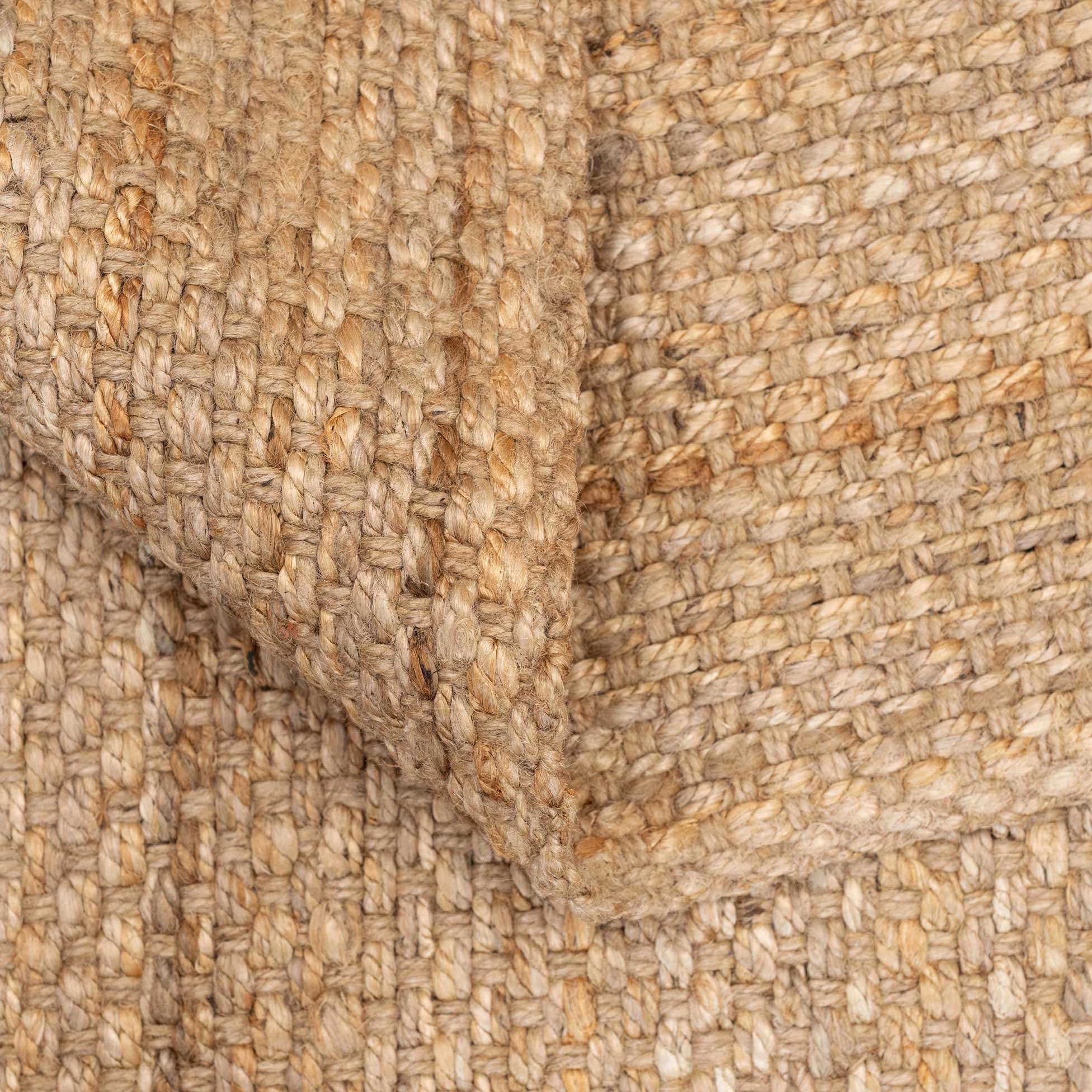 Natural Rustic Brown Bound Jute Hallway Runner Rug - Image 5
