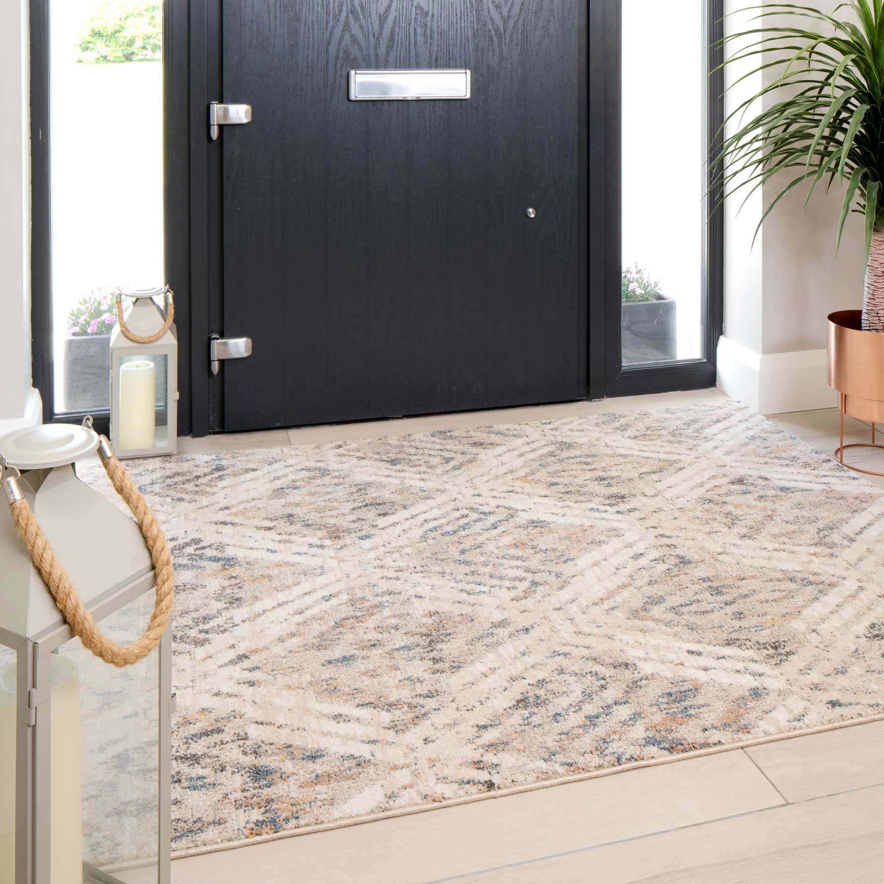 Natural Toned Diamond Hall Runner Rug - Image 3