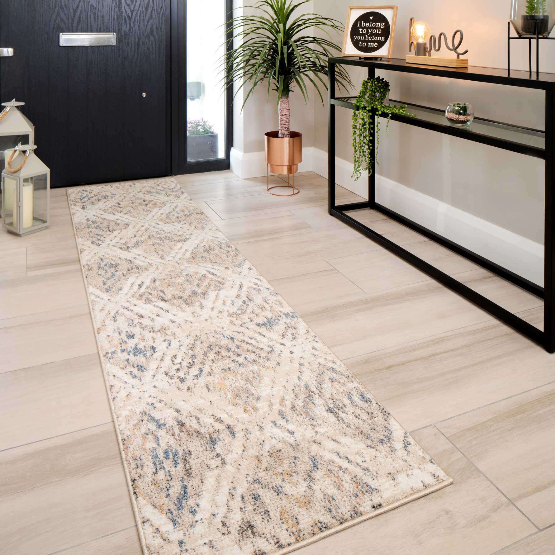 Natural Toned Diamond Living Room Rug - Warner - Image 3