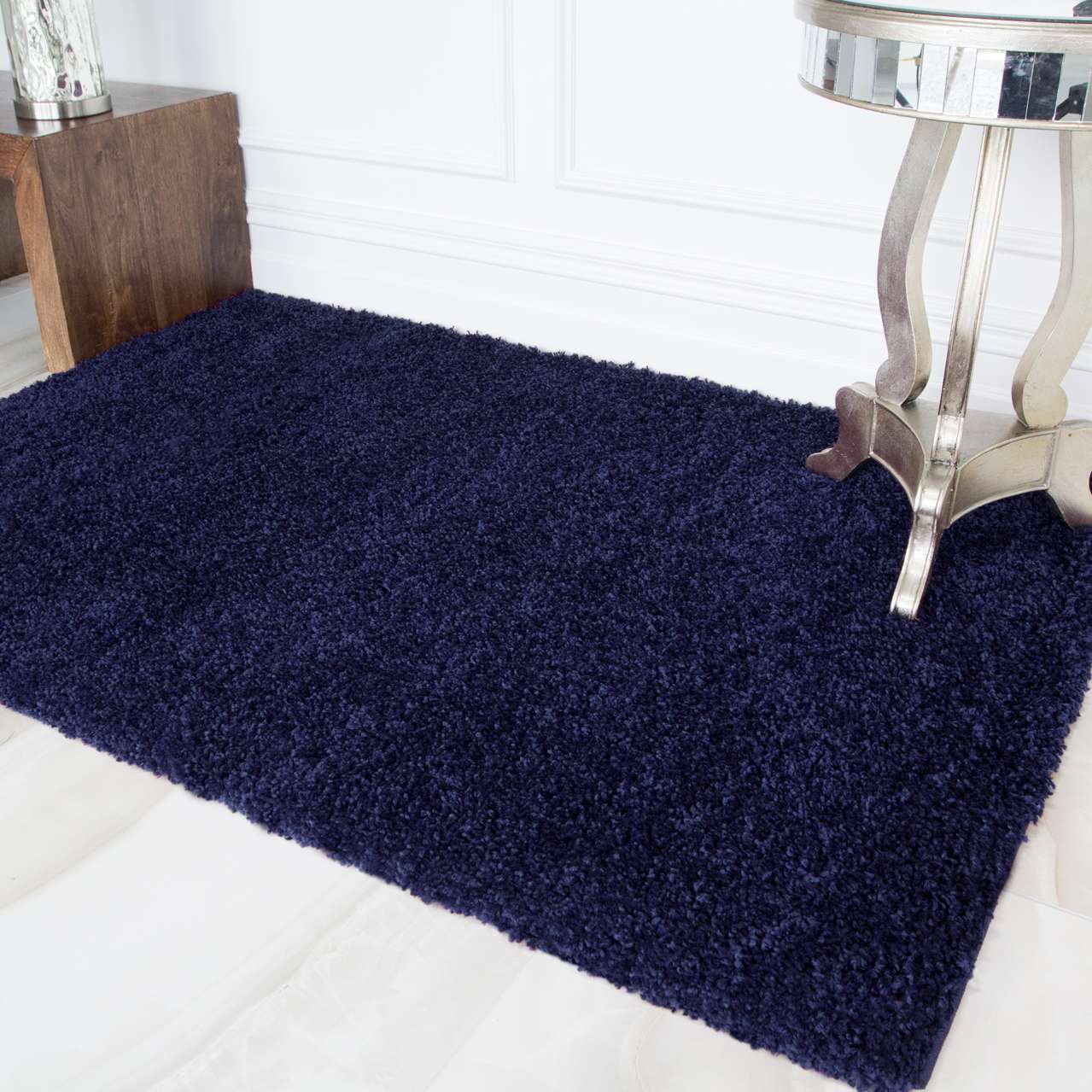 Navy Blue Shaggy Area Rug - Image 2