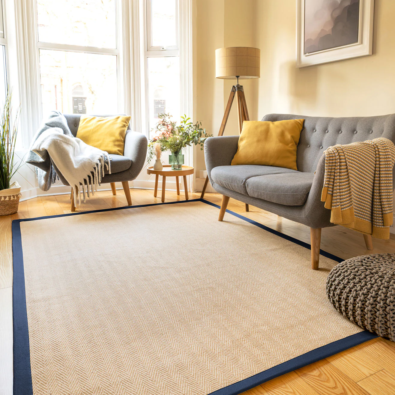 Navy Border Jute Rug - Juliette Navy - Image 5