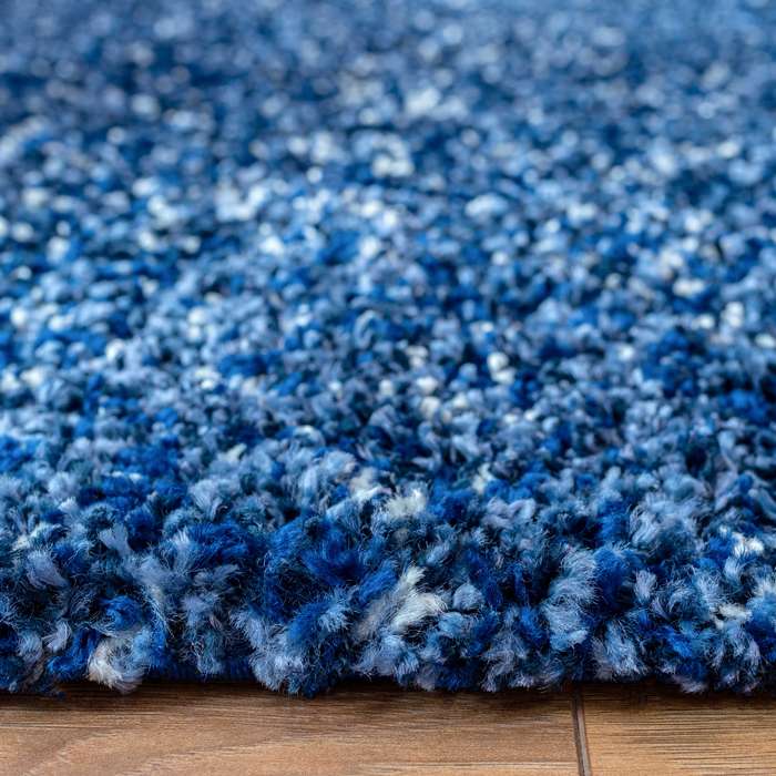 Navy Mottled Shaggy Living Room Rug - Image 4