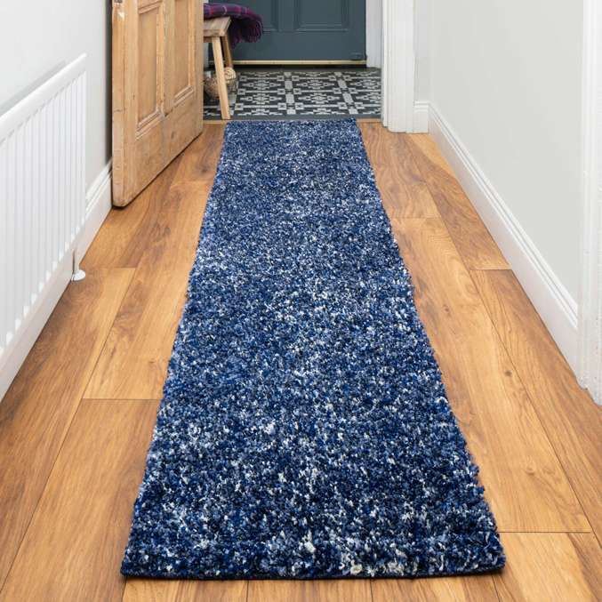 Navy Mottled Shaggy Living Room Rug - Image 6
