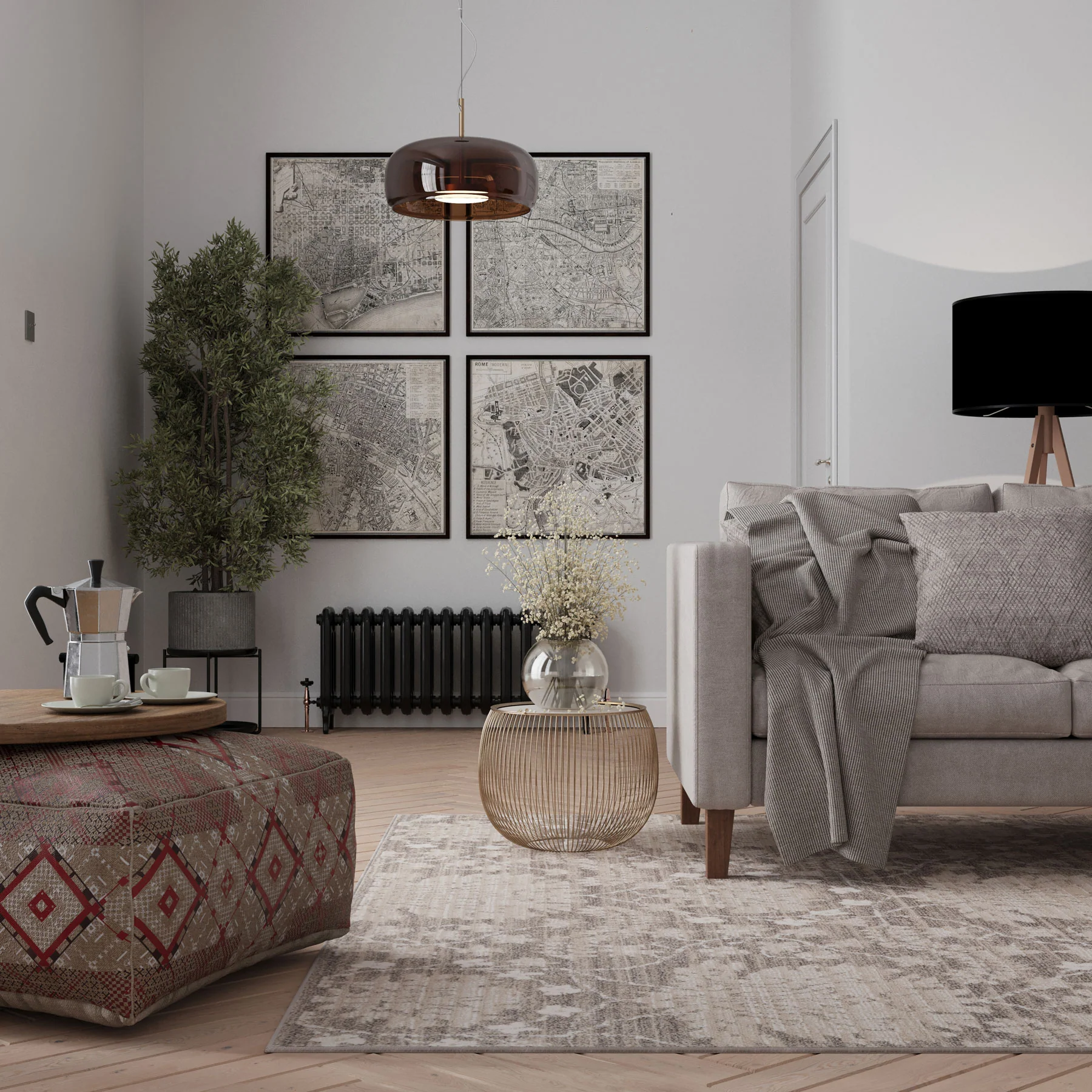 Neutral Floral Living Room Rug - Leonie - Image 3