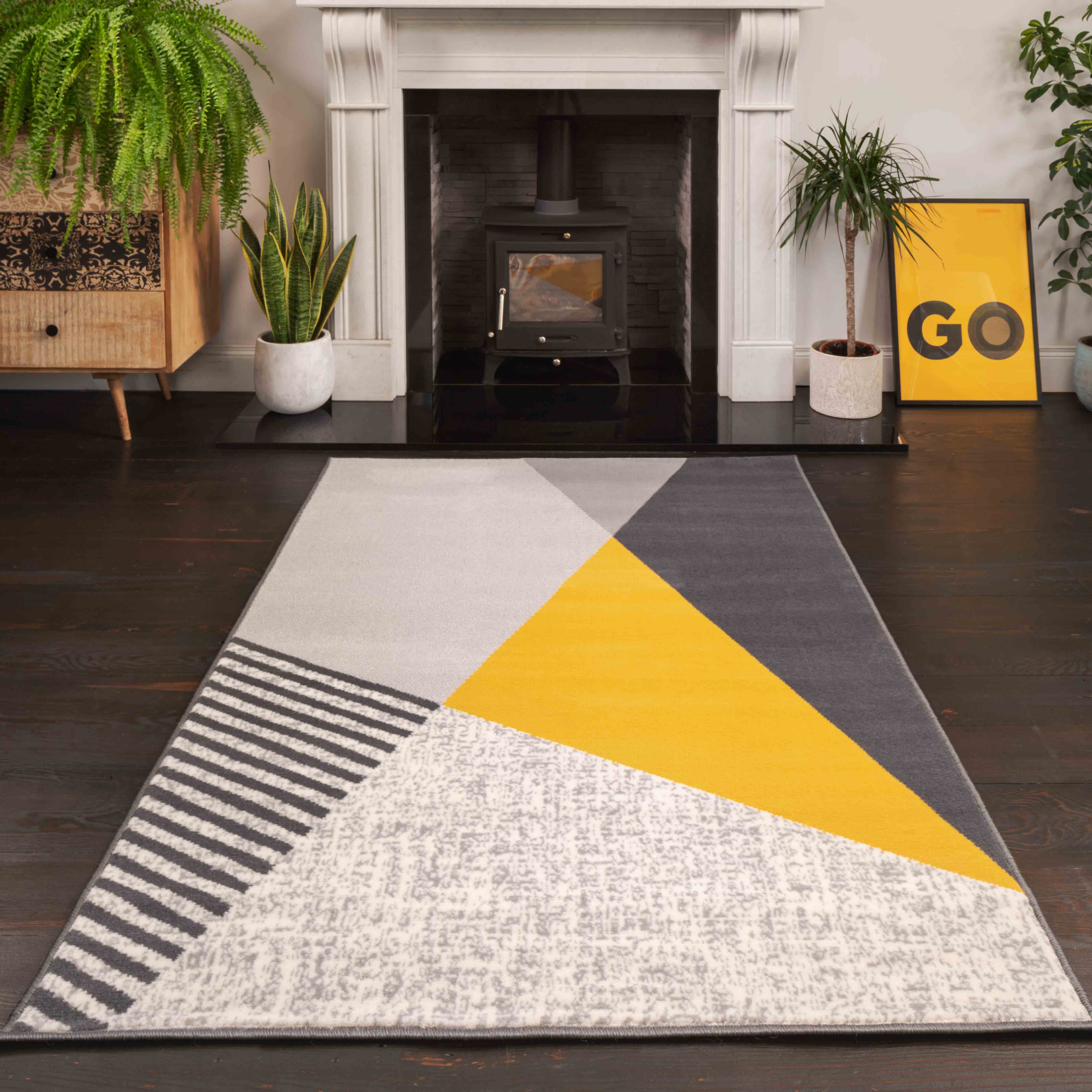 Ochre Grey Fractured Rug - Image 4