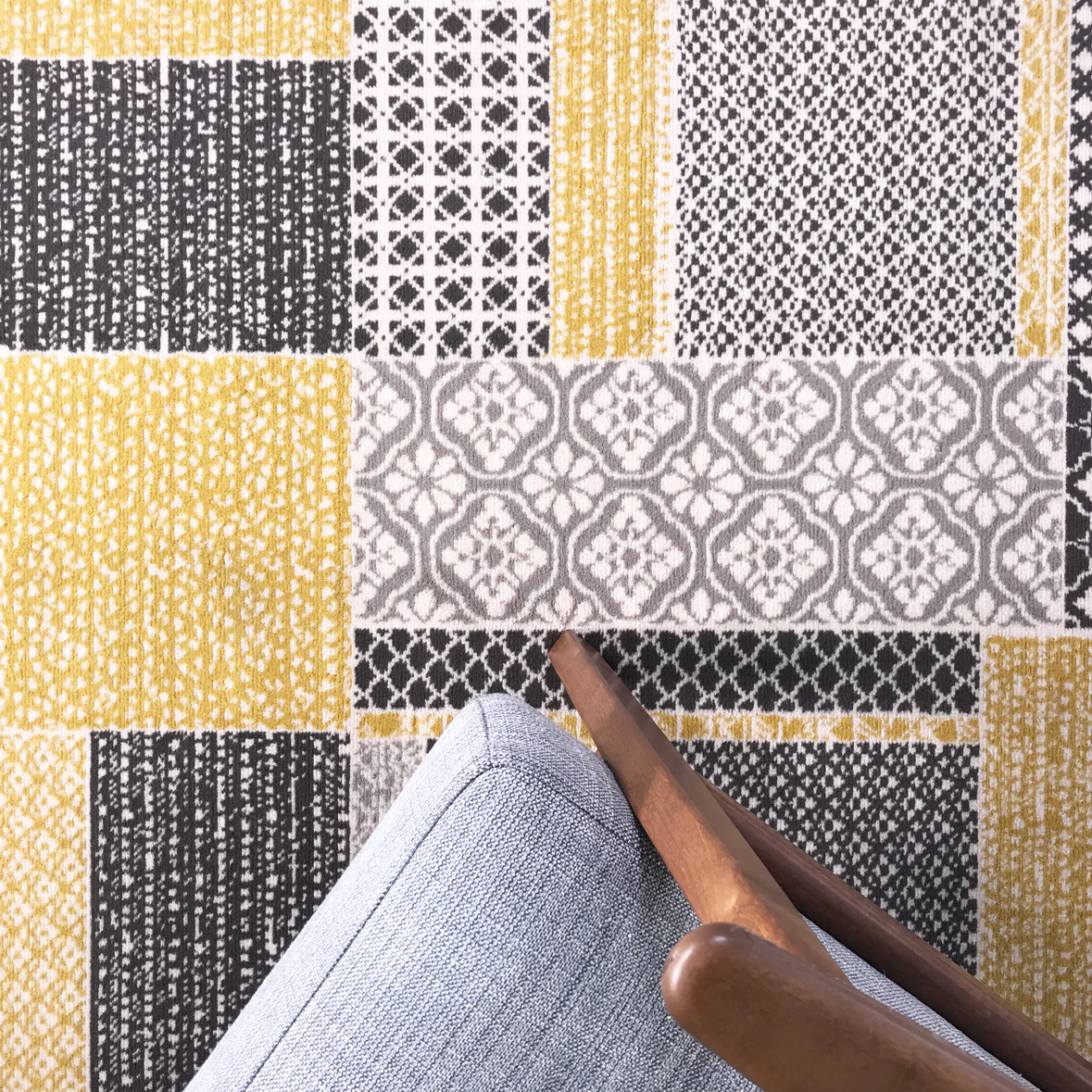 Ochre Grey Patchwork Sale Runner Rug - Image 3
