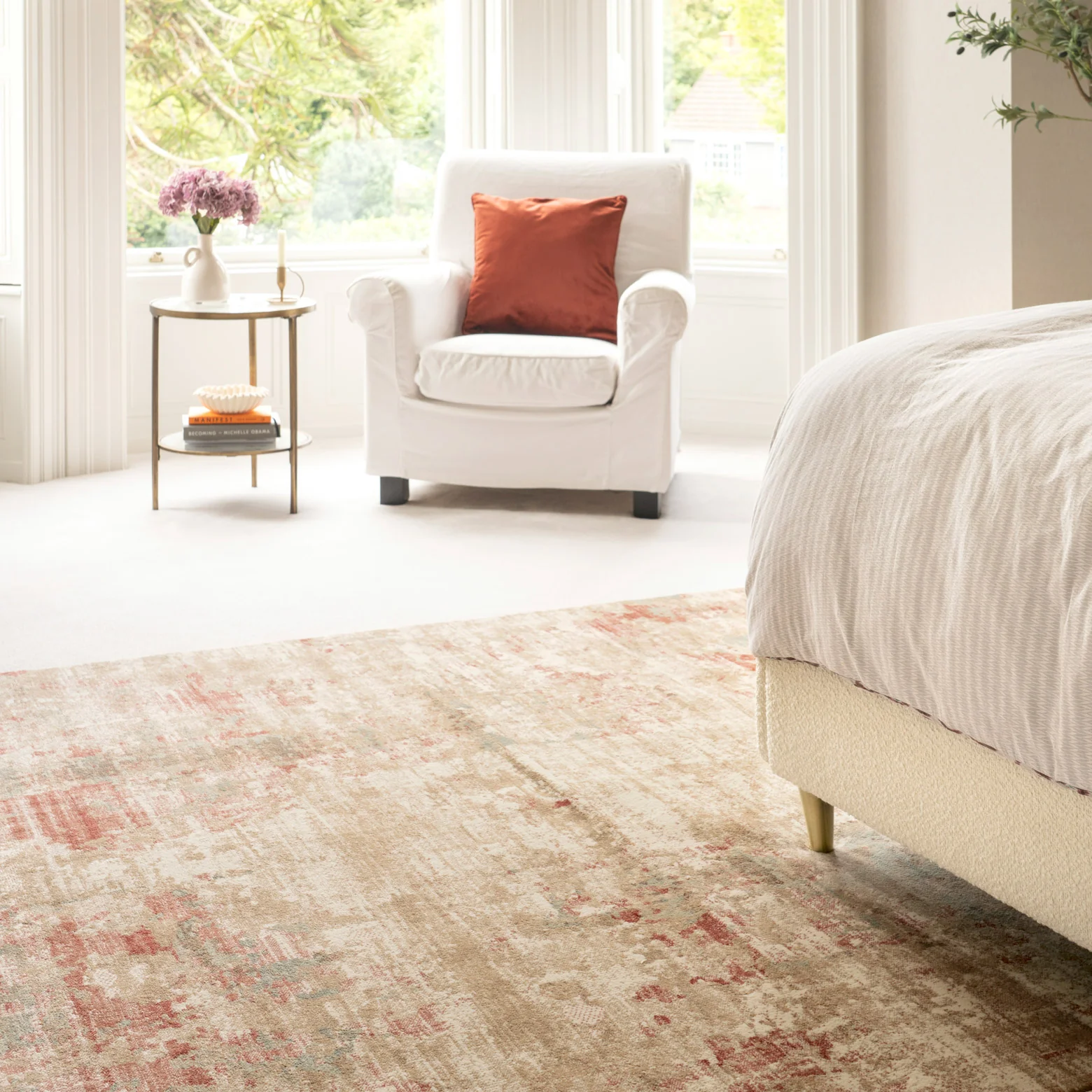 Plush Abstract Beige Orange Rug - Farah - Image 4