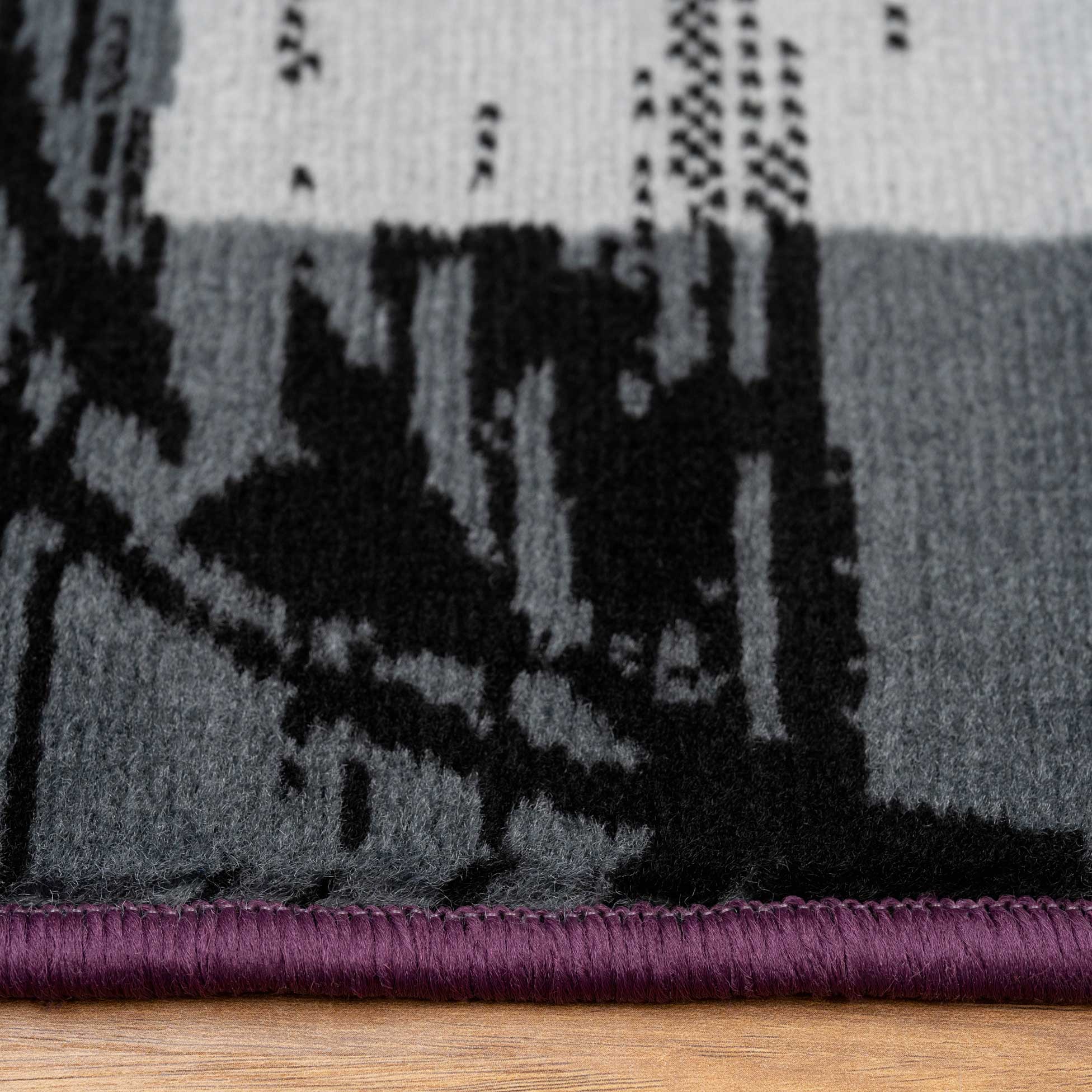 Purple Grey Modern Patchwork Bedroom Rugs - Image 4