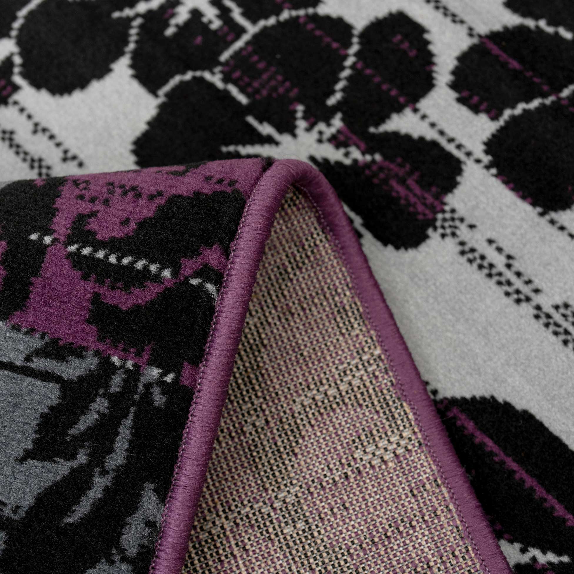 Purple Grey Modern Patchwork Bedroom Rugs - Image 6
