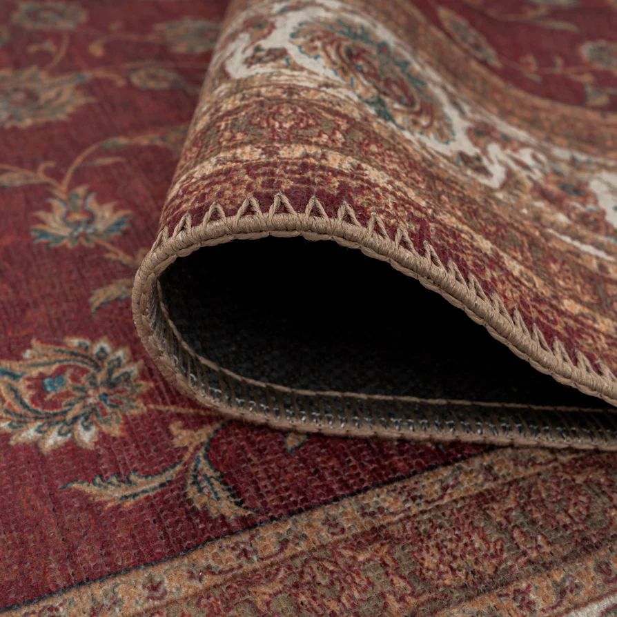 Red Elegant Washable Runner Rug - Talia - Image 7