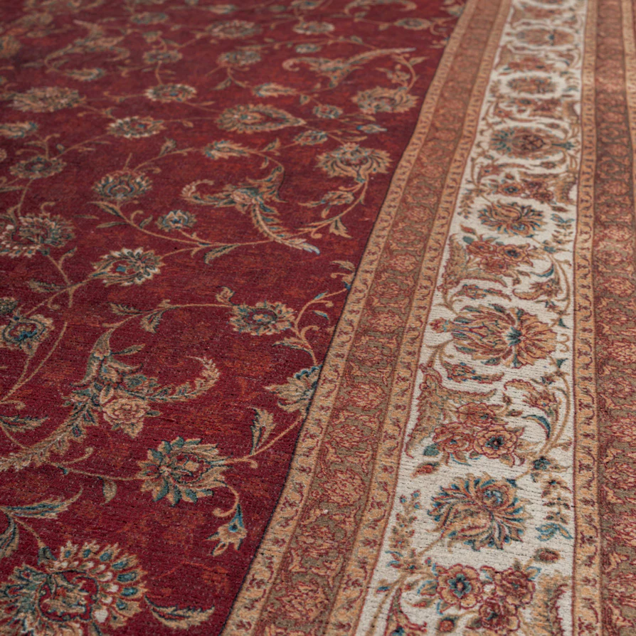 Red Elegant Washable Runner Rug - Talia - Image 4