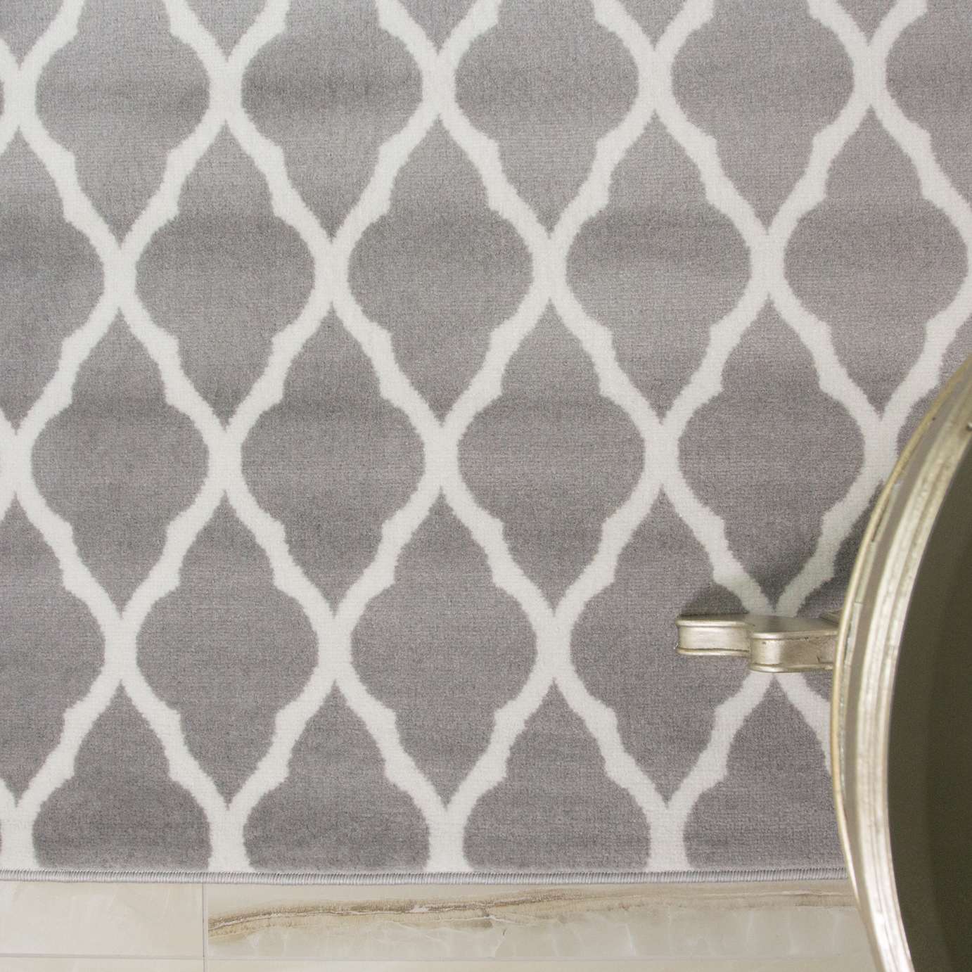 Round Circle Trellis Grey Rug - Image 4
