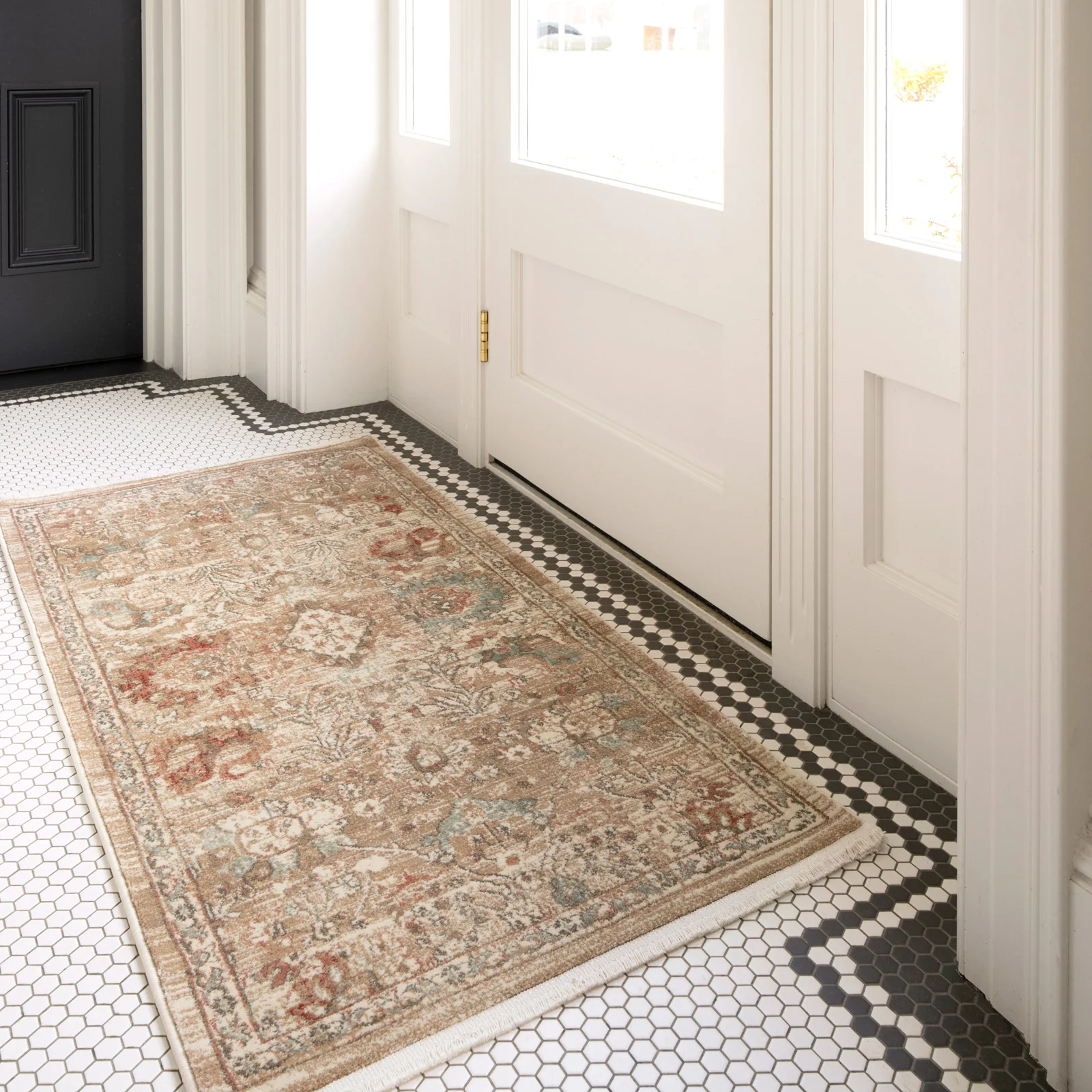 Rustic Floral Terracotta Rug - Dahlia - Image 6
