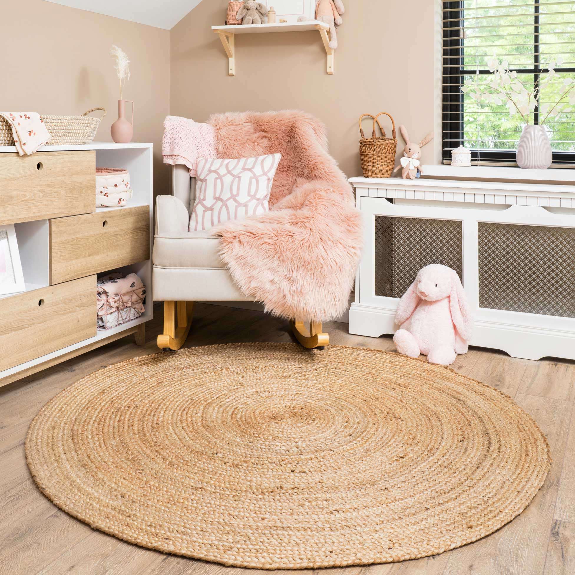 Rustic Jute Round Natural Circle Nursery Rug - Image 3