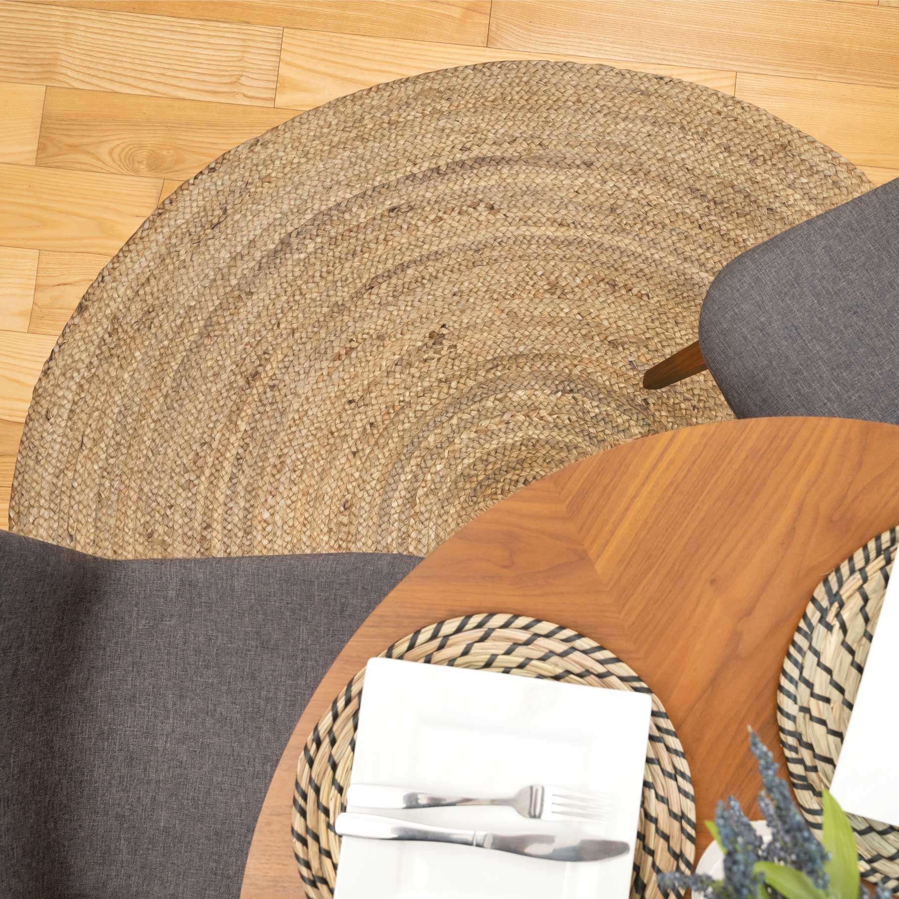 Rustic Jute Round Natural Circle Rug - Image 3