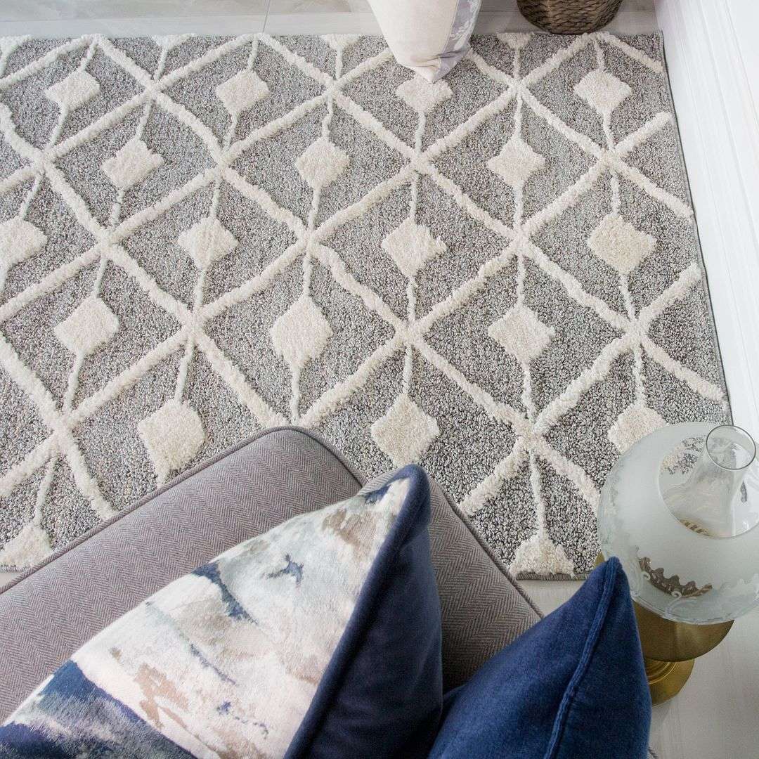Scandi Grey Cream Tufted Hi Low Pile Rug - Benni - Image 6