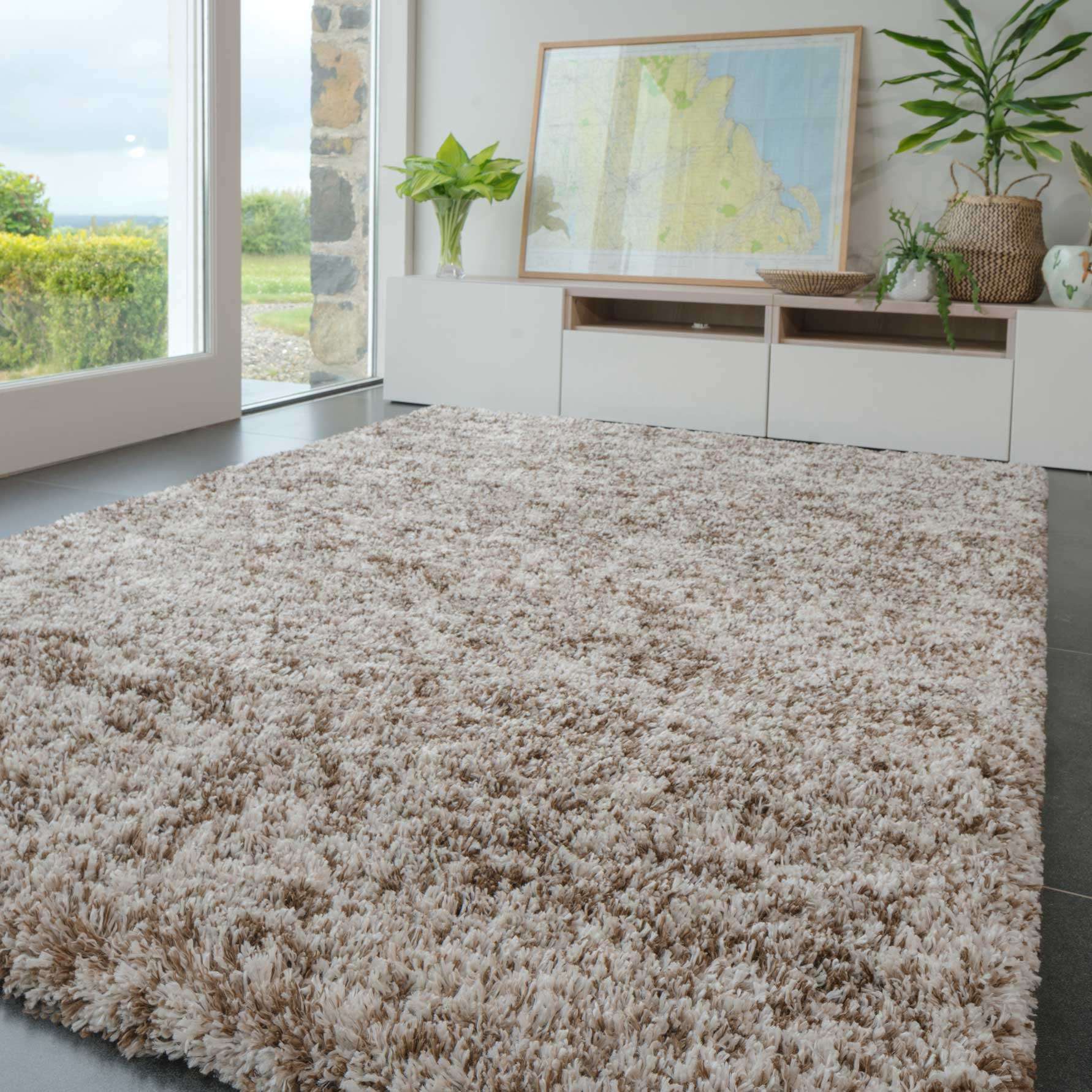 Soft Mottled Brown Shaggy Area Rug - Image 4